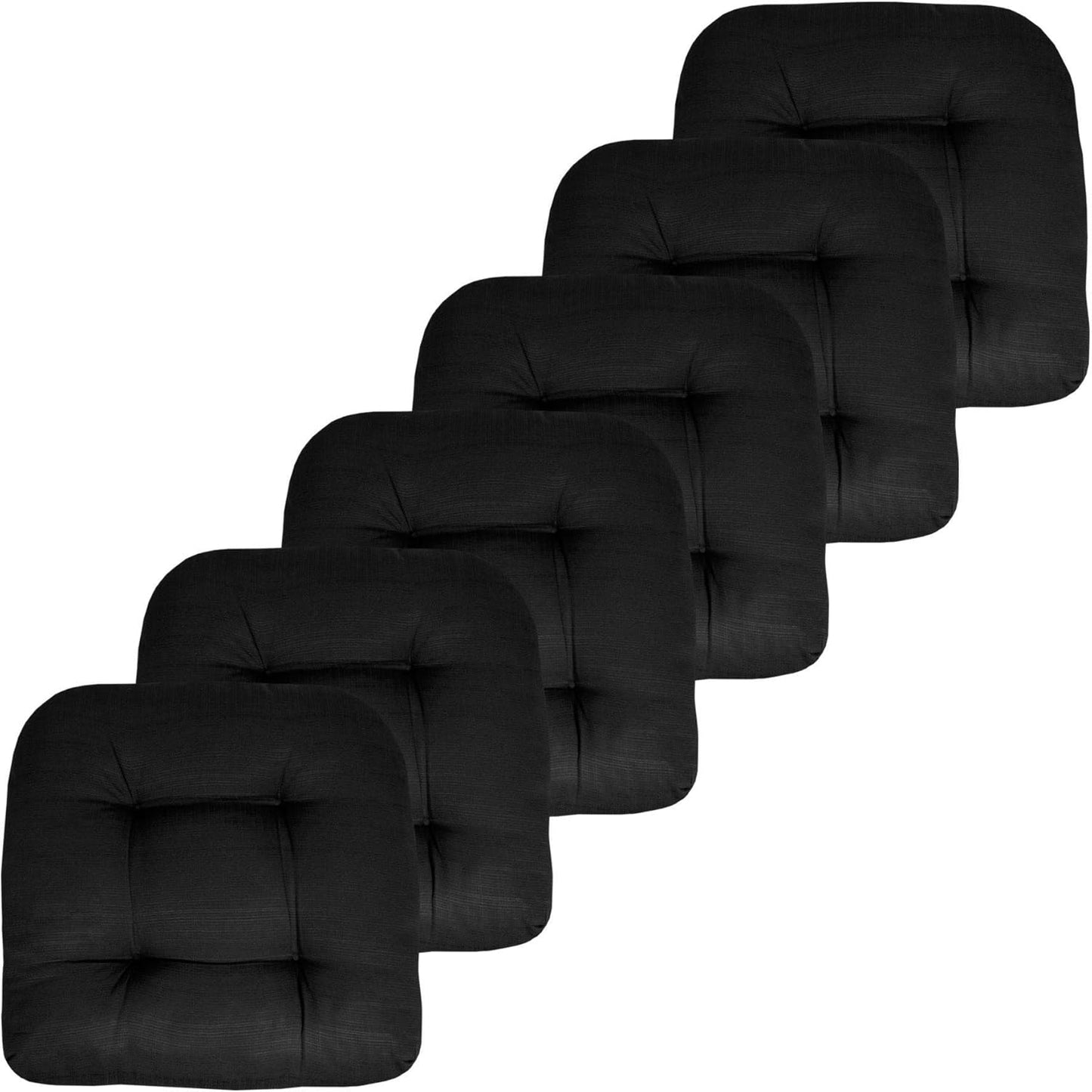 Sweet Home Collection Patio Cushions Outdoor Chair Pads Premium Comfortable Thick Fiber Fill Tufted 19" x 19" Seat Cover, 4 Count (Pack of 1), Havana Peacock/White