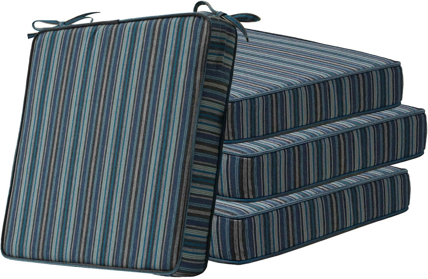 Sunbrella Square Corner Seat Cushions, 18.5" x 16" x 3", Set of 4, Indoor Outdoor Water Repellent Universal Chair Pads with Ties for Patio Furniture, Garden Dining Chairs, Spectrum Brick