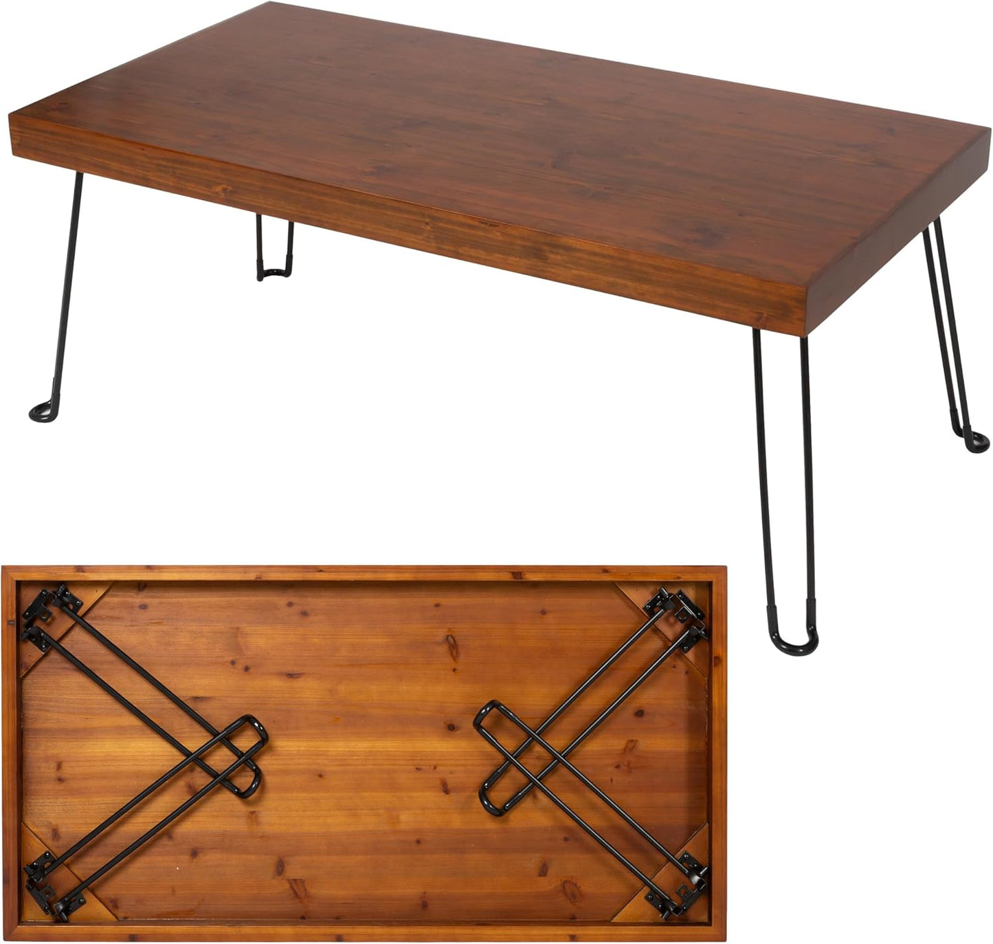 Sleekform Wooden Folding Dining Table for 4 - with Collapsible Hairpin Legs - 4 ft Portable Small Foldable Dining Room Table for Farmhouse Kitchen and Small Spaces - Walnut