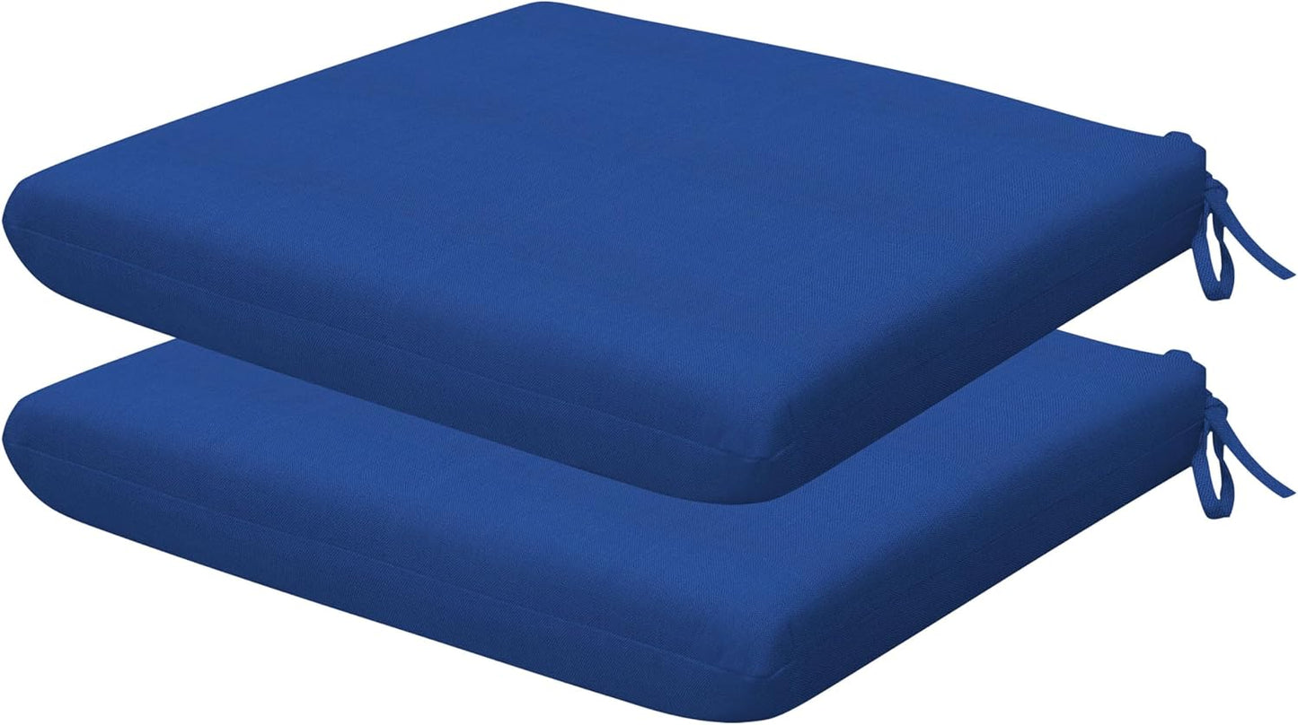 Honeycomb Outdoor Set of 2 Seat Pads, 18 x 17.5, Stripe Poolside Universal Chair Cushions for Patio Furniture