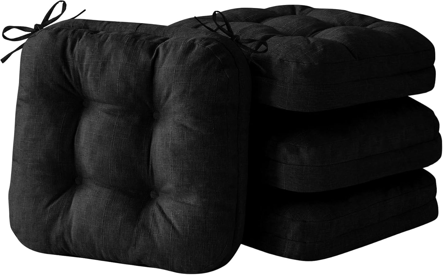 Chair Cushions, Memory Foam Dining Chair Cushions, Tufted Indoor Chair Pads, Set of 4, 16.5' x 16.5' x 3.5', Beige