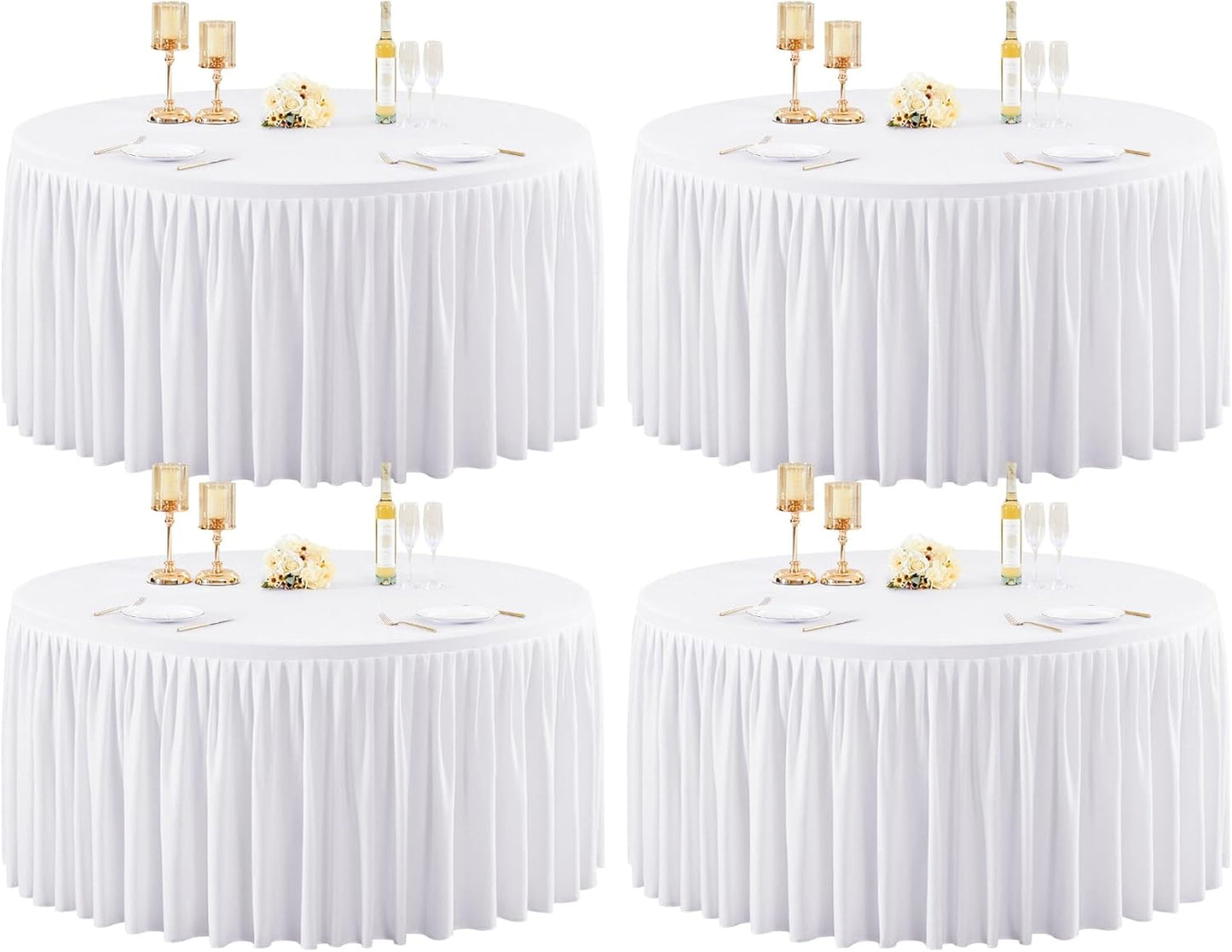 72Inch Black Round Tablecloth,8 Pack Wrinkle Resistant 6ft Spandex Tablecloth,Washable Stretchy Polyester Table Cloth Round Cover for Dining Table,Wedding,Reception Banquet, Birthday Party, Buffet