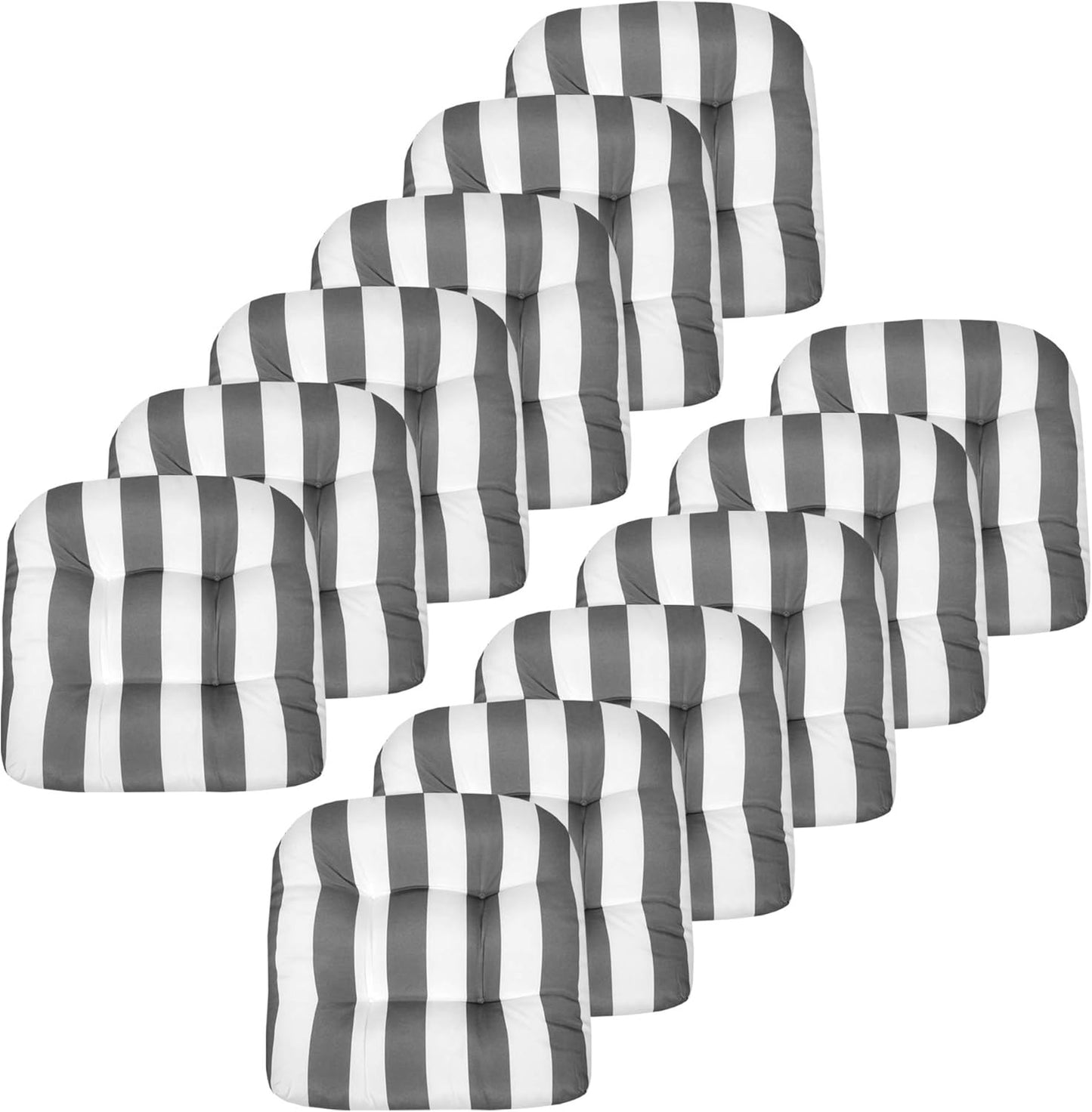 Sweet Home Collection Patio Cushions Outdoor Chair Pads Premium Comfortable Thick Fiber Fill Tufted 19" x 19" Seat Cover, 4 Count (Pack of 1), Havana Peacock/White
