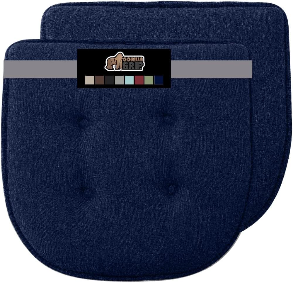 GORILLA GRIP Slip Resistant Chair Cushions, No Ties Required, Memory Foam Pads for Dining Room, Kitchen Table, Office, Rocking Chairs, Plush Seat Cover Cushion Pad, Home Decor, Set of 4 16x16, Black