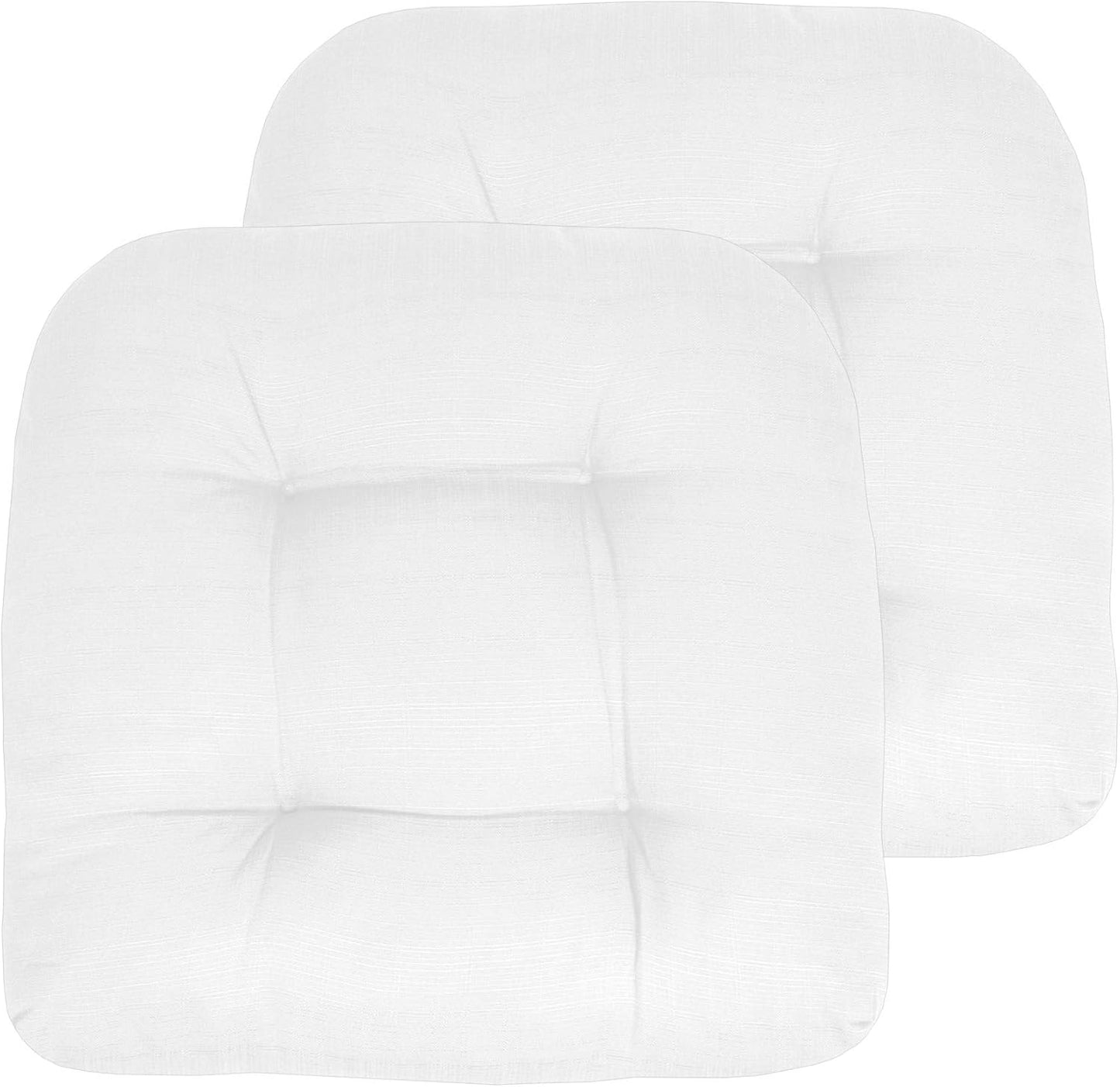 Sweet Home Collection Patio Cushions Outdoor Chair Pads Premium Comfortable Thick Fiber Fill Tufted 19" x 19" Seat Cover, 4 Count (Pack of 1), Havana Peacock/White