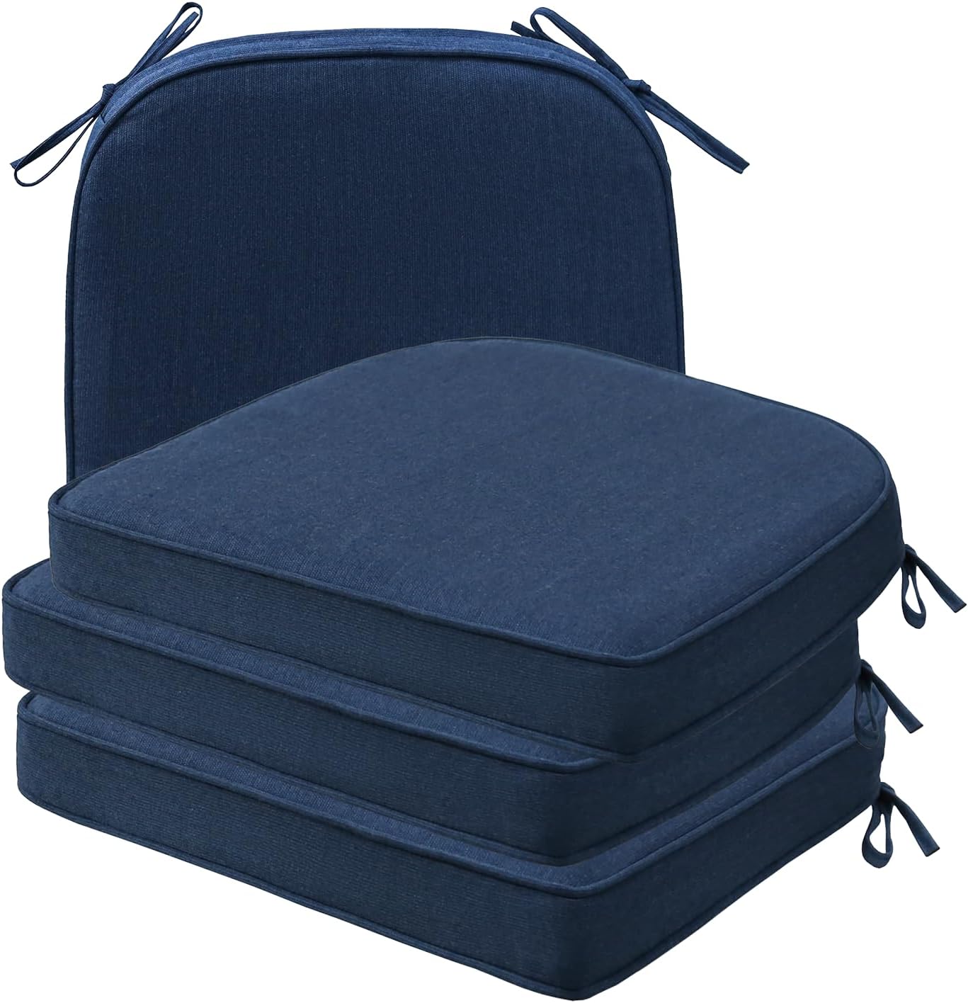 Sunbrella Square Corner Seat Cushions, 18.5" x 16" x 3", Set of 4, Indoor Outdoor Water Repellent Universal Chair Pads with Ties for Patio Furniture, Garden Dining Chairs, Spectrum Brick
