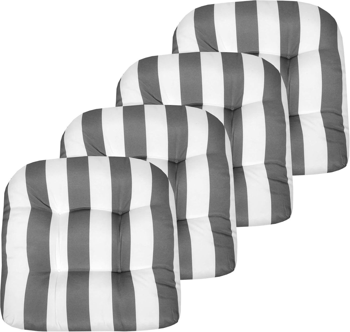 Sweet Home Collection Patio Cushions Outdoor Chair Pads Premium Comfortable Thick Fiber Fill Tufted 19" x 19" Seat Cover, 4 Count (Pack of 1), Havana Peacock/White
