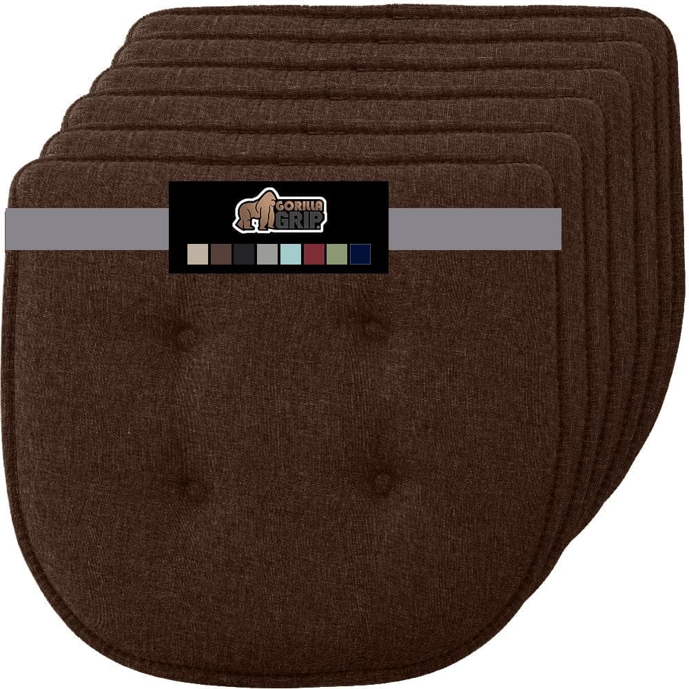 GORILLA GRIP Slip Resistant Chair Cushions, No Ties Required, Memory Foam Pads for Dining Room, Kitchen Table, Office, Rocking Chairs, Plush Seat Cover Cushion Pad, Home Decor, Set of 4 16x16, Black
