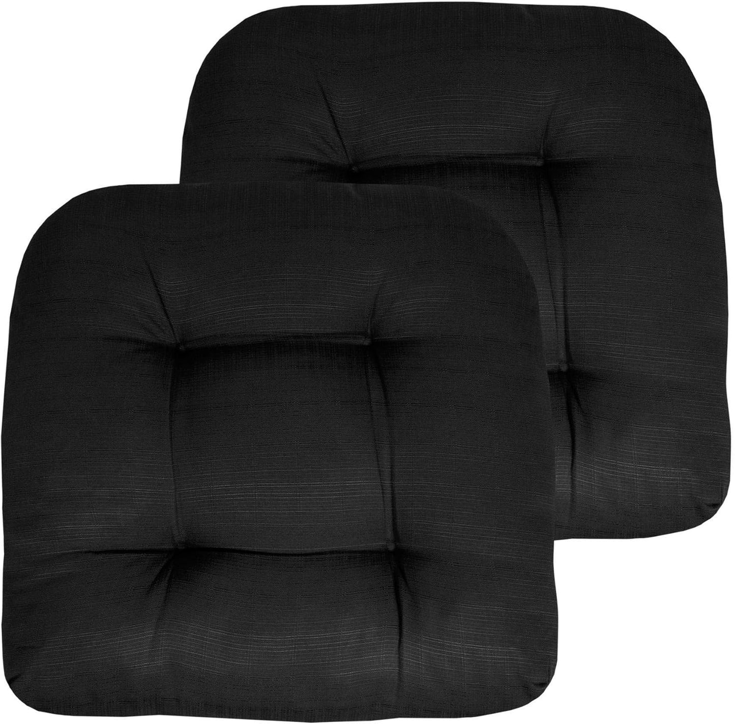 Sweet Home Collection Patio Cushions Outdoor Chair Pads Premium Comfortable Thick Fiber Fill Tufted 19" x 19" Seat Cover, 4 Count (Pack of 1), Havana Peacock/White