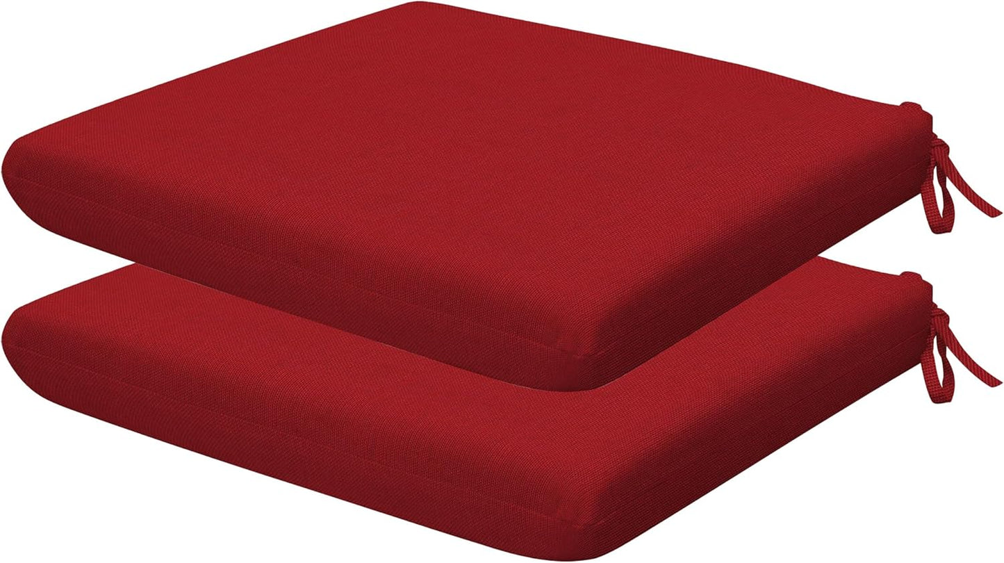 Honeycomb Outdoor Set of 2 Seat Pads, 18 x 17.5, Stripe Poolside Universal Chair Cushions for Patio Furniture