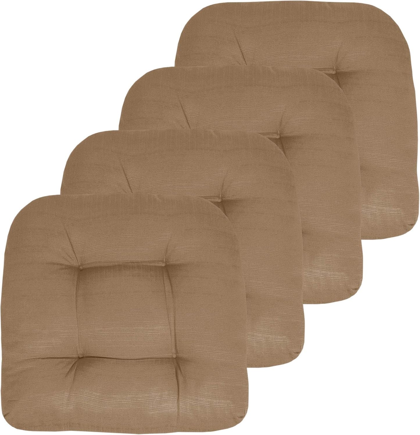 Sweet Home Collection Patio Cushions Outdoor Chair Pads Premium Comfortable Thick Fiber Fill Tufted 19" x 19" Seat Cover, 4 Count (Pack of 1), Havana Peacock/White