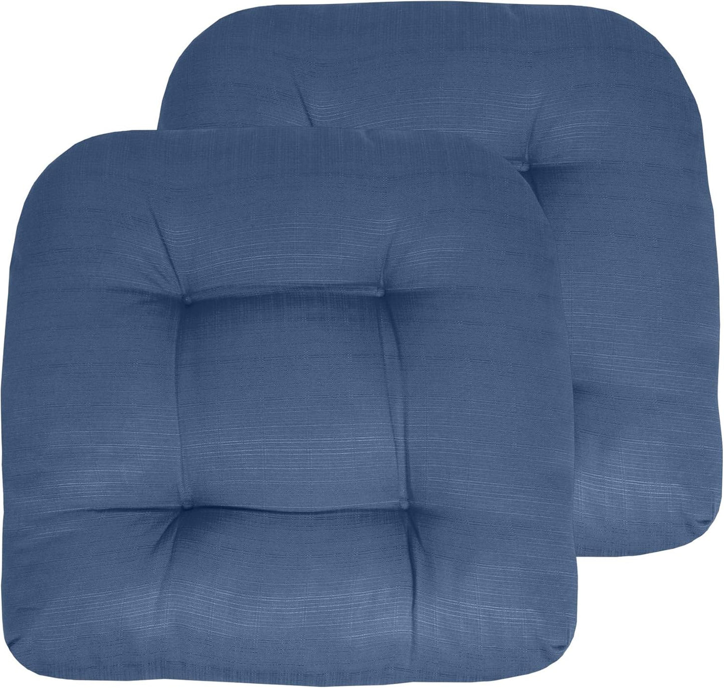 Sweet Home Collection Patio Cushions Outdoor Chair Pads Premium Comfortable Thick Fiber Fill Tufted 19" x 19" Seat Cover, 4 Count (Pack of 1), Havana Peacock/White