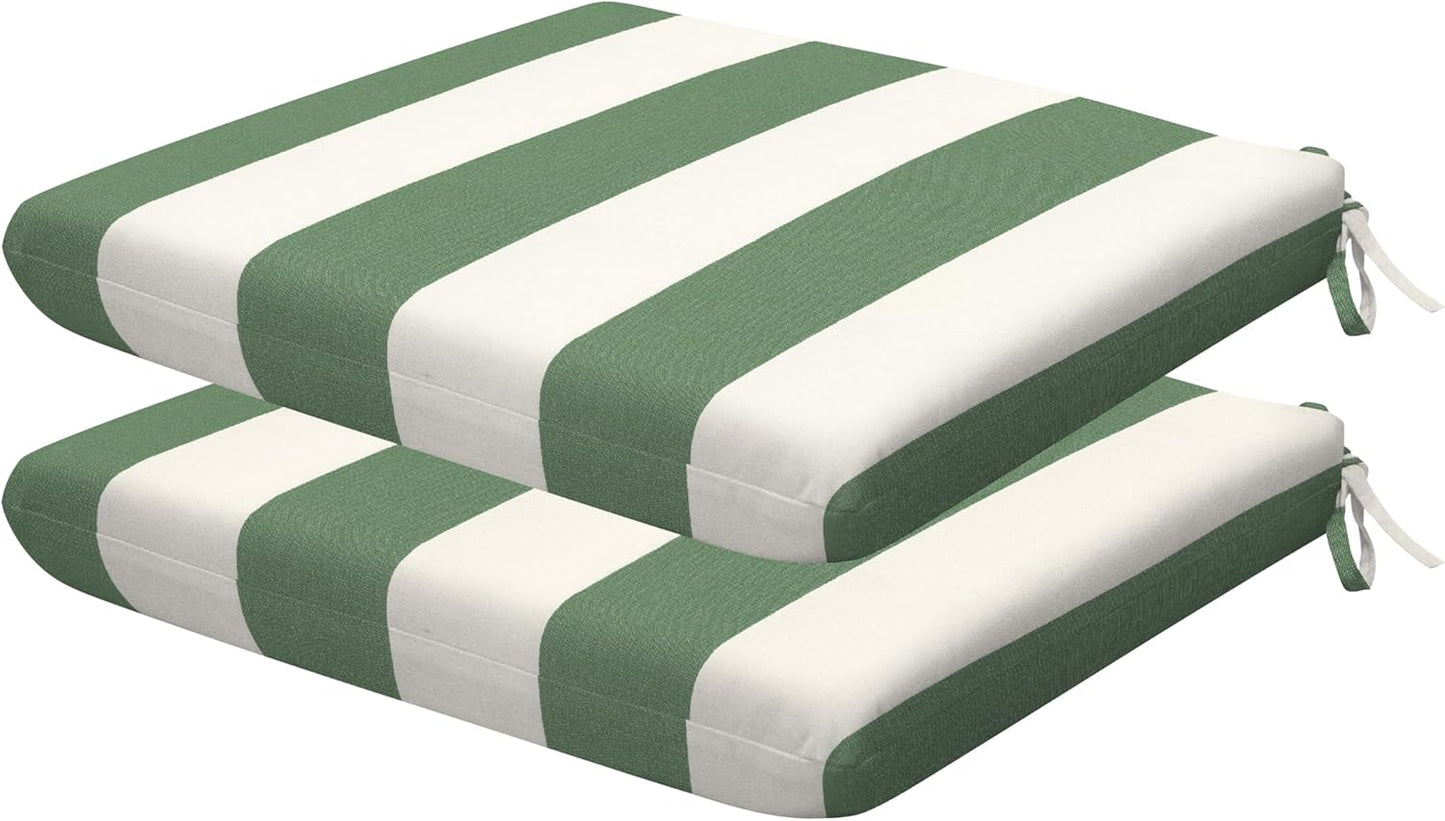 Honeycomb Outdoor Set of 2 Seat Pads, 18 x 17.5, Stripe Poolside Universal Chair Cushions for Patio Furniture
