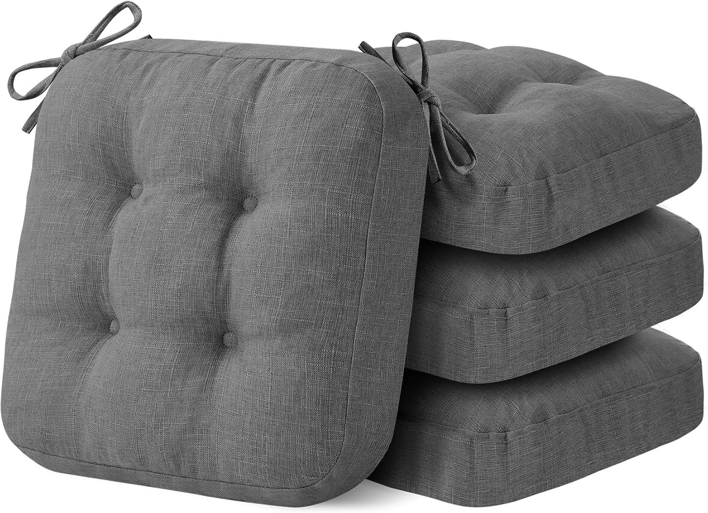 Chair Cushions, Memory Foam Dining Chair Cushions, Tufted Indoor Chair Pads, Set of 4, 16.5' x 16.5' x 3.5', Beige