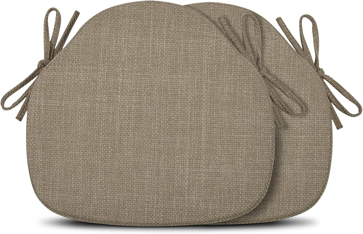 Shinnwa Dining Chair Cushions Set of 4, High-Resilience Foam Windsor Seat Pads, Kitchen Chair Cushions with Ties & Textured Cover, 4 Pack, 16.5 x 15.5 x 2, Light Brown