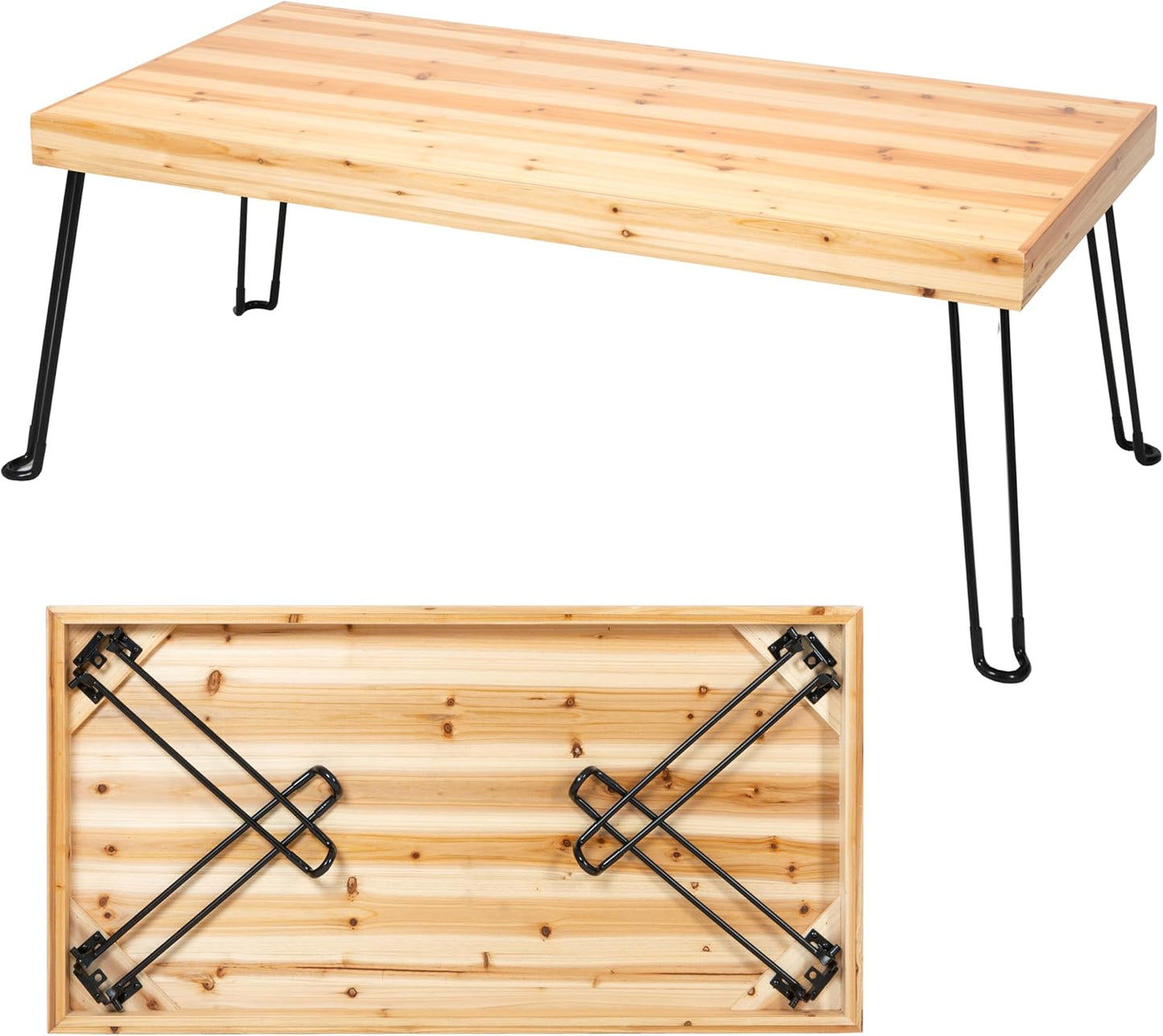 Sleekform Wooden Folding Dining Table for 4 - with Collapsible Hairpin Legs - 4 ft Portable Small Foldable Dining Room Table for Farmhouse Kitchen and Small Spaces - Walnut