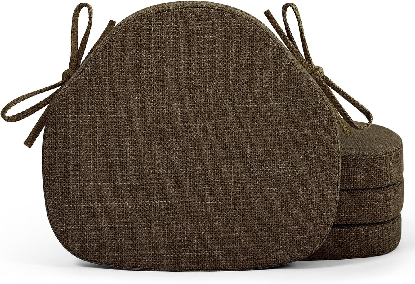 Shinnwa Dining Chair Cushions Set of 4, High-Resilience Foam Windsor Seat Pads, Kitchen Chair Cushions with Ties & Textured Cover, 4 Pack, 16.5 x 15.5 x 2, Light Brown