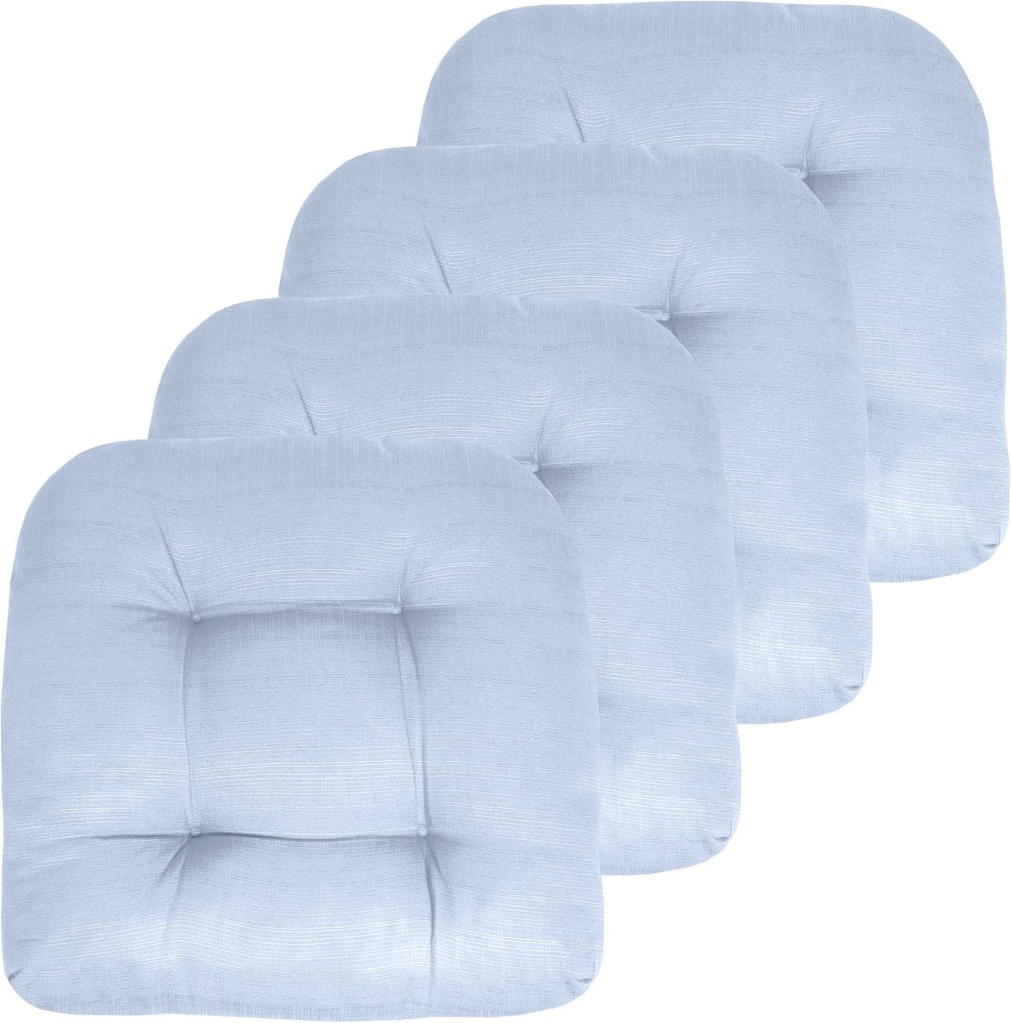 Sweet Home Collection Patio Cushions Outdoor Chair Pads Premium Comfortable Thick Fiber Fill Tufted 19" x 19" Seat Cover, 4 Count (Pack of 1), Havana Peacock/White