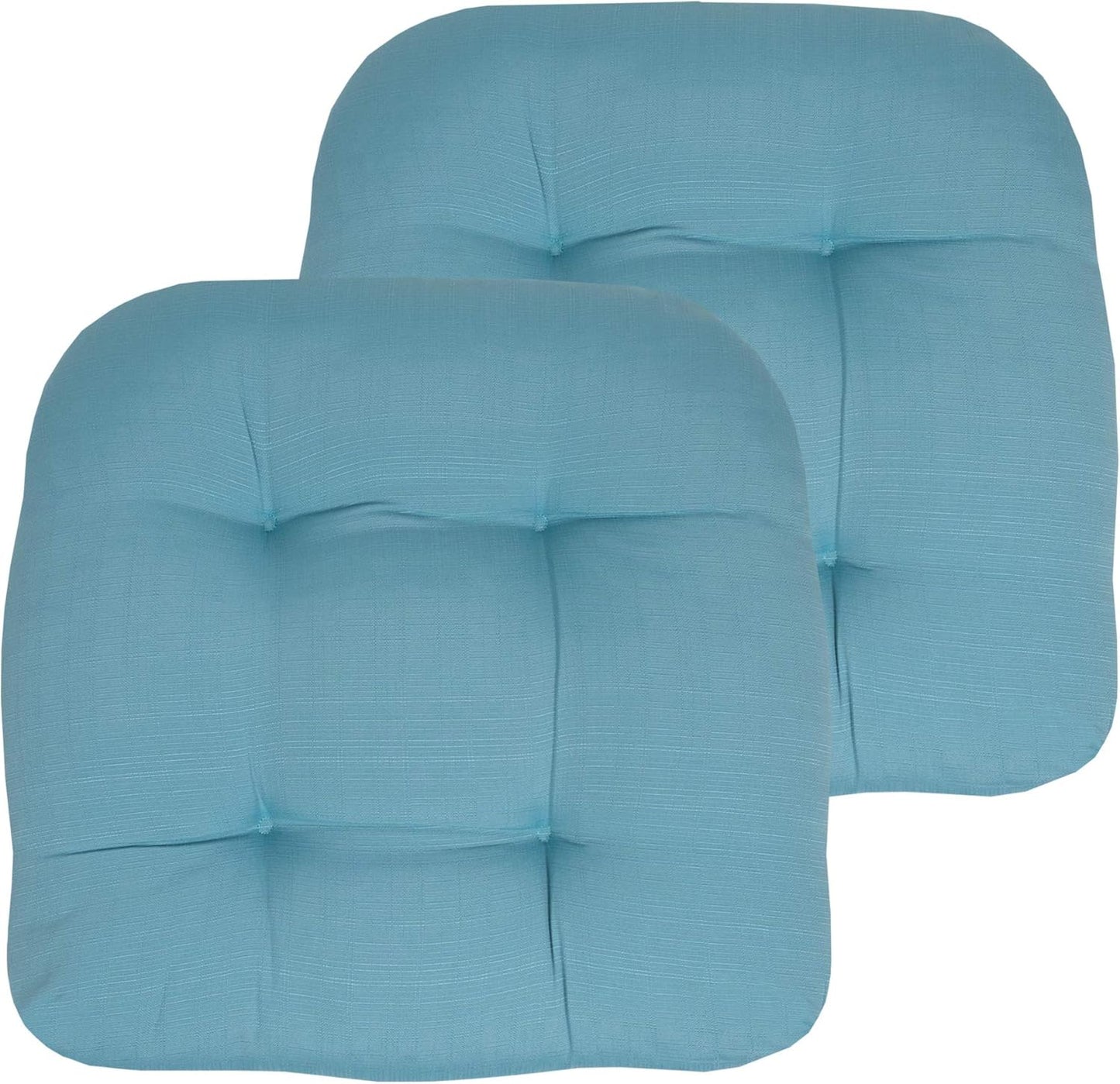 Sweet Home Collection Patio Cushions Outdoor Chair Pads Premium Comfortable Thick Fiber Fill Tufted 19" x 19" Seat Cover, 4 Count (Pack of 1), Havana Peacock/White