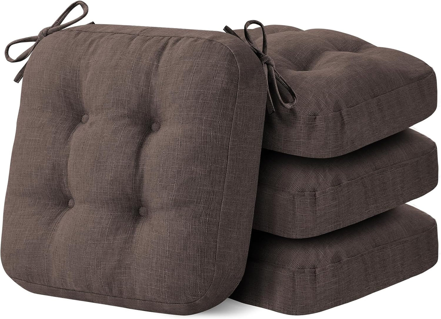 Chair Cushions, Memory Foam Dining Chair Cushions, Tufted Indoor Chair Pads, Set of 4, 16.5' x 16.5' x 3.5', Beige