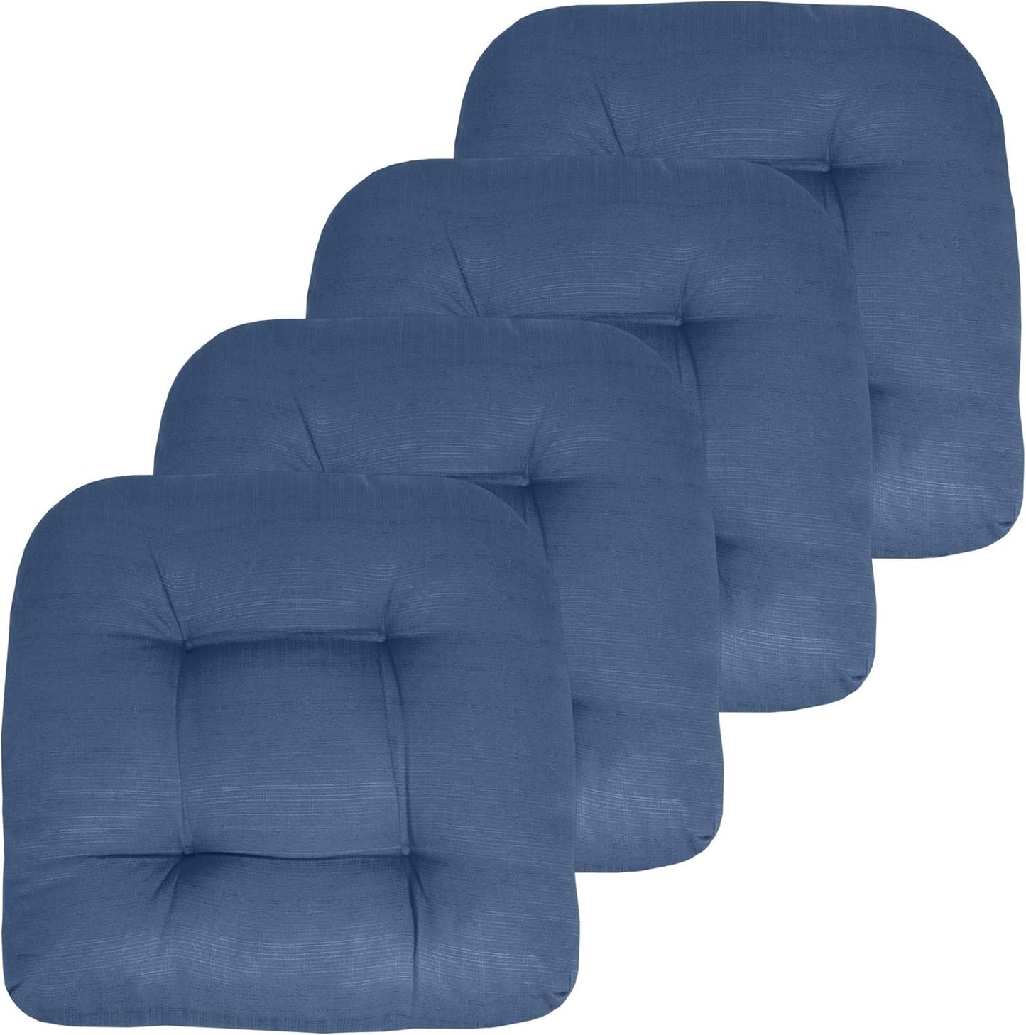 Sweet Home Collection Patio Cushions Outdoor Chair Pads Premium Comfortable Thick Fiber Fill Tufted 19" x 19" Seat Cover, 4 Count (Pack of 1), Havana Peacock/White