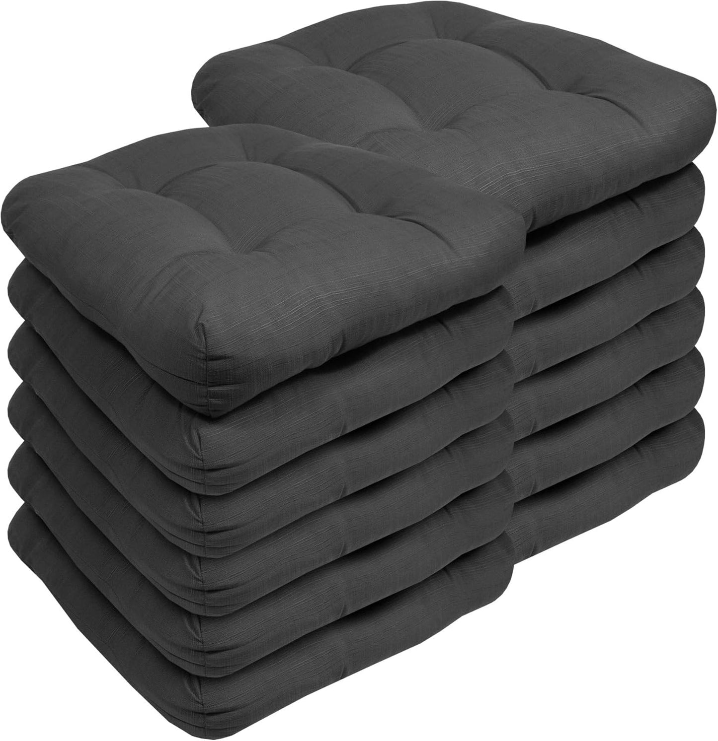 Sweet Home Collection Patio Cushions Outdoor Chair Pads Premium Comfortable Thick Fiber Fill Tufted 19" x 19" Seat Cover, 4 Count (Pack of 1), Havana Peacock/White