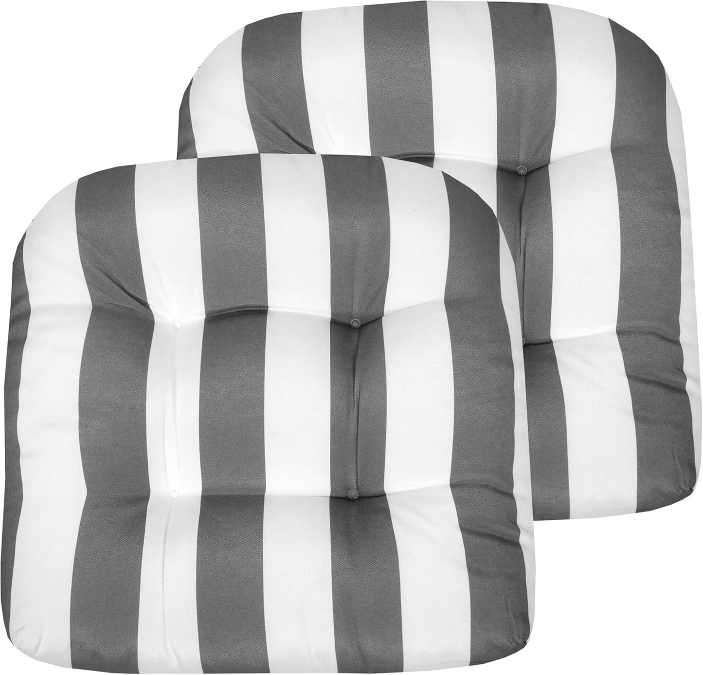 Sweet Home Collection Patio Cushions Outdoor Chair Pads Premium Comfortable Thick Fiber Fill Tufted 19" x 19" Seat Cover, 4 Count (Pack of 1), Havana Peacock/White