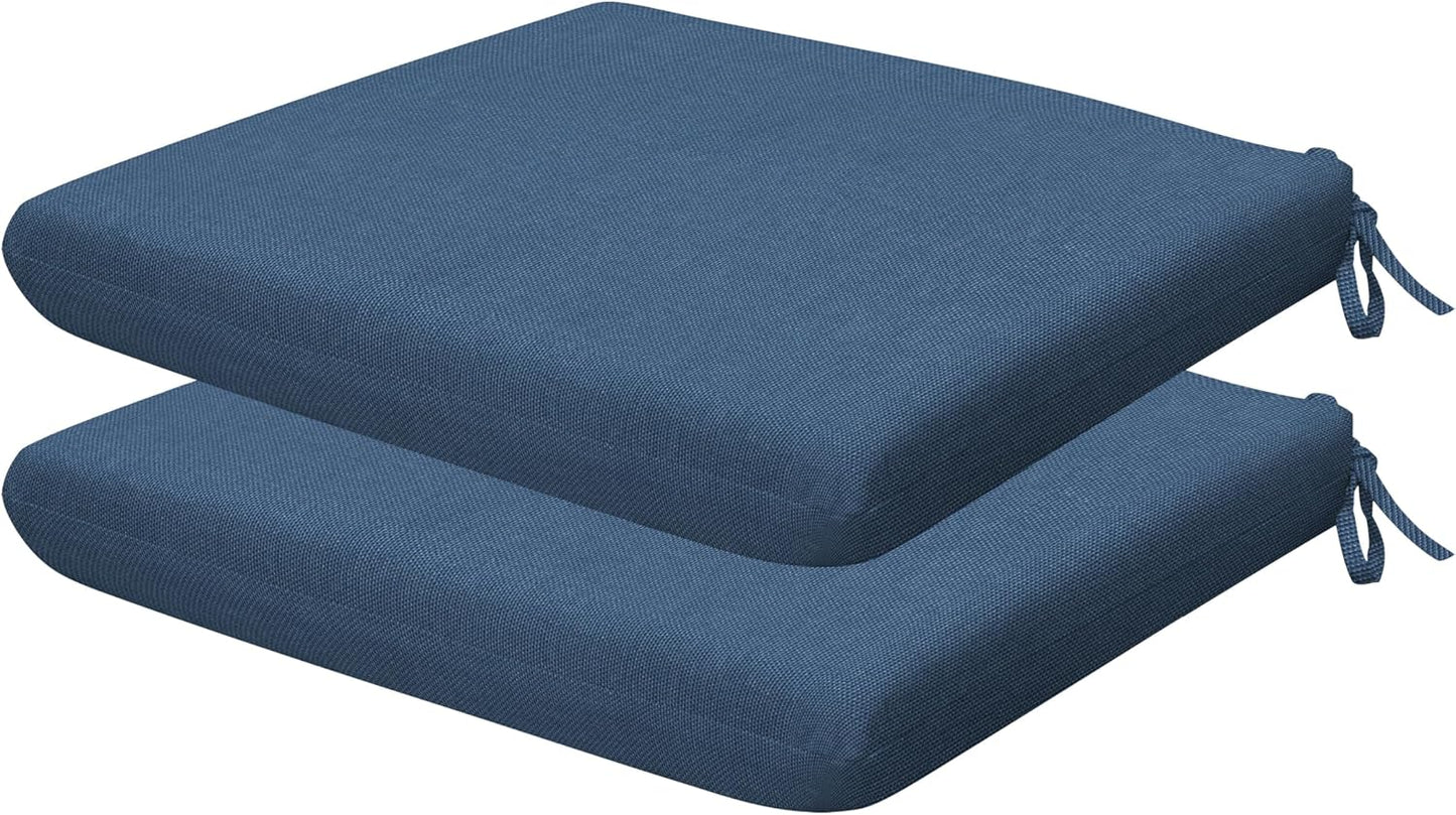 Honeycomb Outdoor Set of 2 Seat Pads, 18 x 17.5, Stripe Poolside Universal Chair Cushions for Patio Furniture