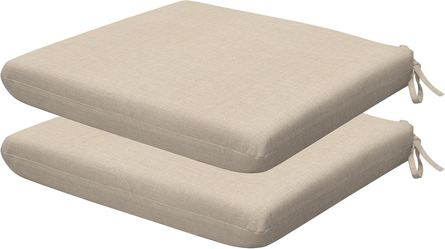 Honeycomb Outdoor Set of 2 Seat Pads, 18 x 17.5, Stripe Poolside Universal Chair Cushions for Patio Furniture