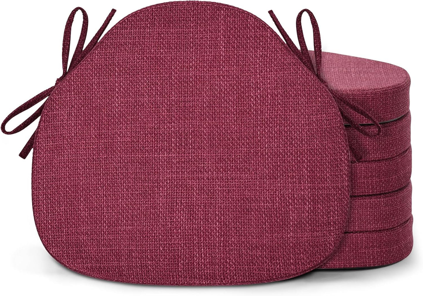 Shinnwa Dining Chair Cushions Set of 4, High-Resilience Foam Windsor Seat Pads, Kitchen Chair Cushions with Ties & Textured Cover, 4 Pack, 16.5 x 15.5 x 2, Light Brown