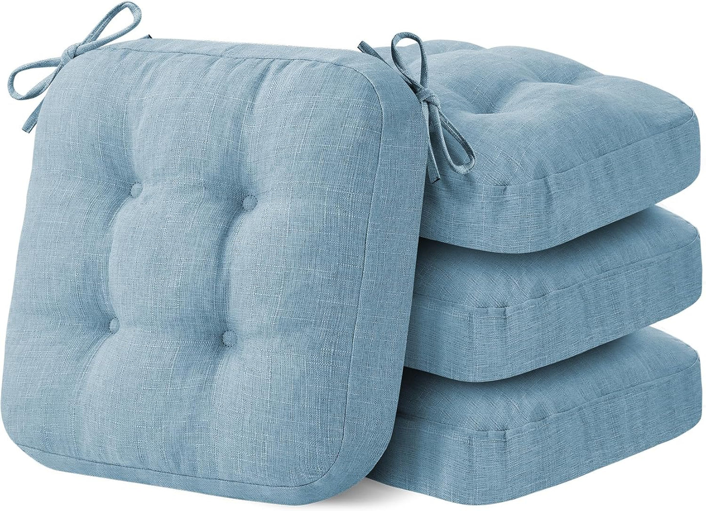 Chair Cushions, Memory Foam Dining Chair Cushions, Tufted Indoor Chair Pads, Set of 4, 16.5' x 16.5' x 3.5', Beige