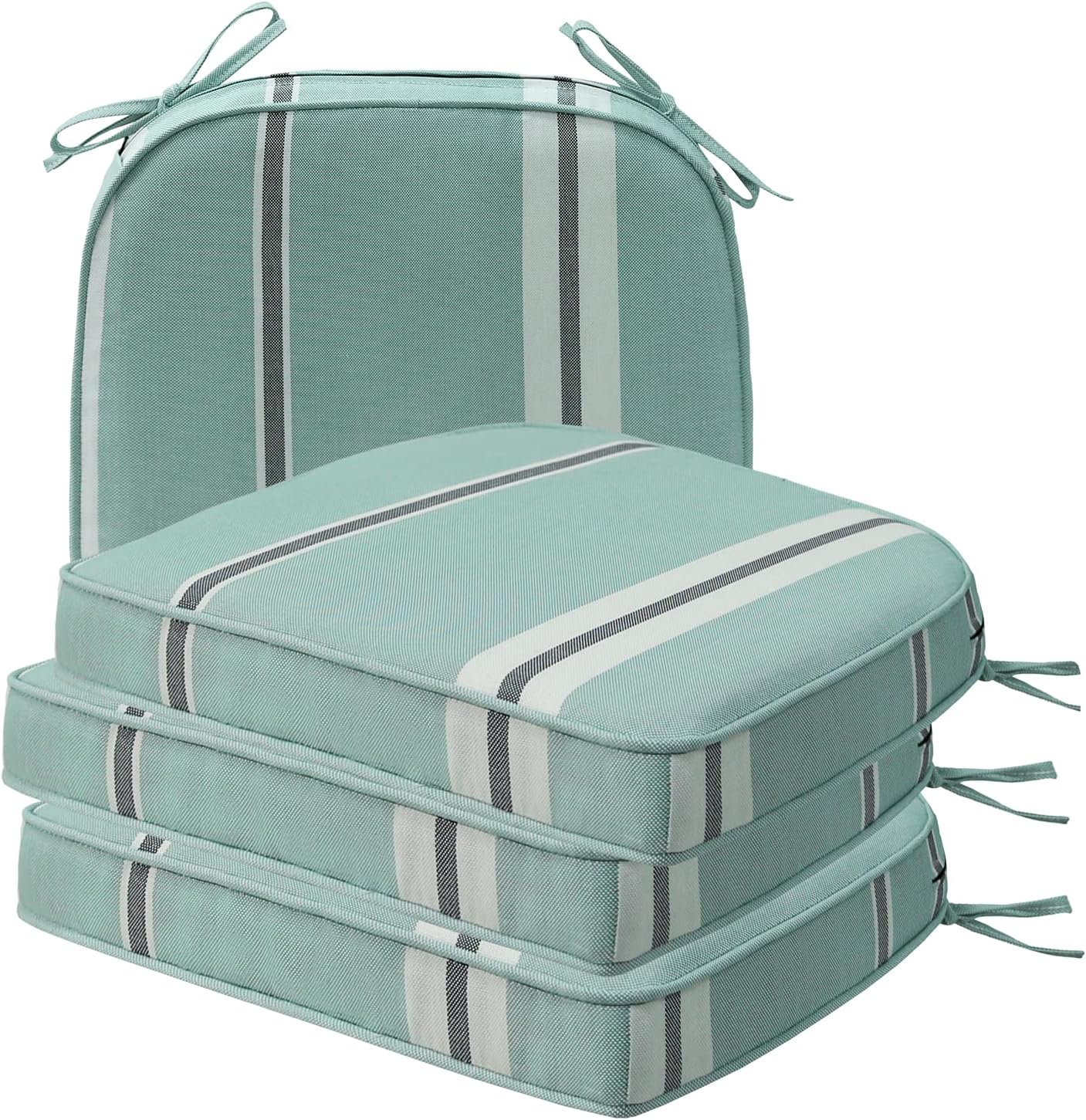Sunbrella Square Corner Seat Cushions, 18.5" x 16" x 3", Set of 4, Indoor Outdoor Water Repellent Universal Chair Pads with Ties for Patio Furniture, Garden Dining Chairs, Spectrum Brick
