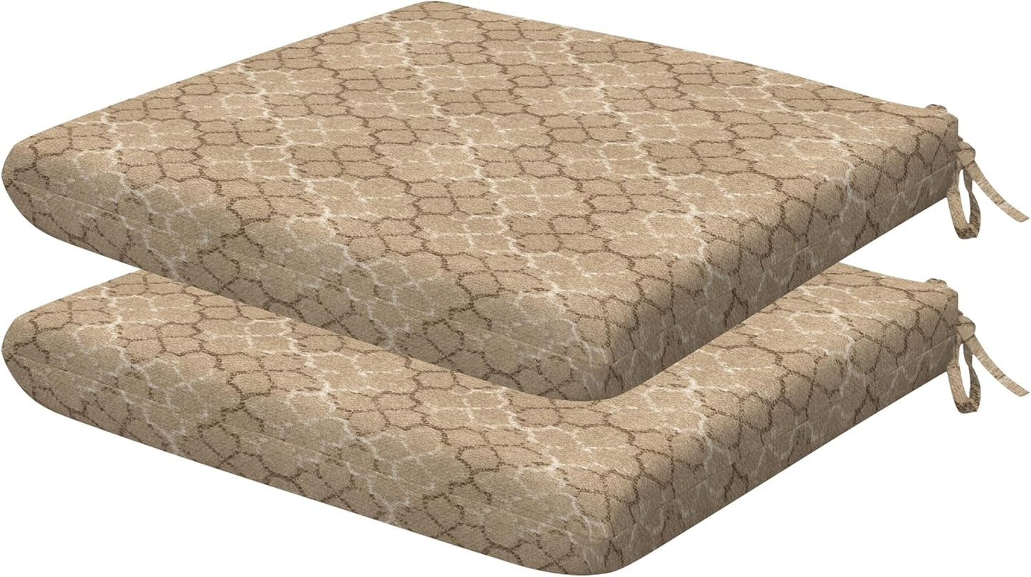 Honeycomb Outdoor Set of 2 Seat Pads, 18 x 17.5, Stripe Poolside Universal Chair Cushions for Patio Furniture