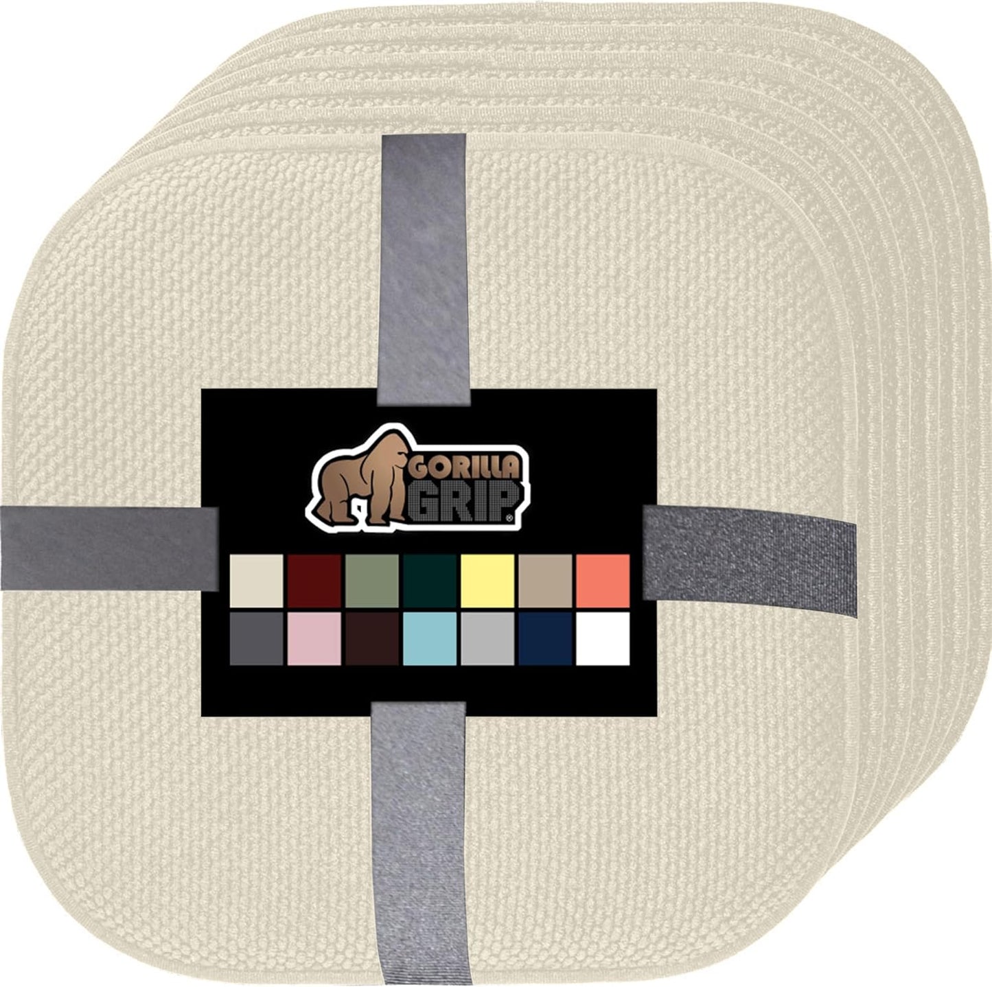 GORILLA GRIP Slip Resistant Chair Cushions, No Ties Required, Memory Foam Pads for Dining Room, Kitchen Table, Office, Rocking Chairs, Plush Seat Cover Cushion Pad, Home Decor, Set of 4 16x16, Black