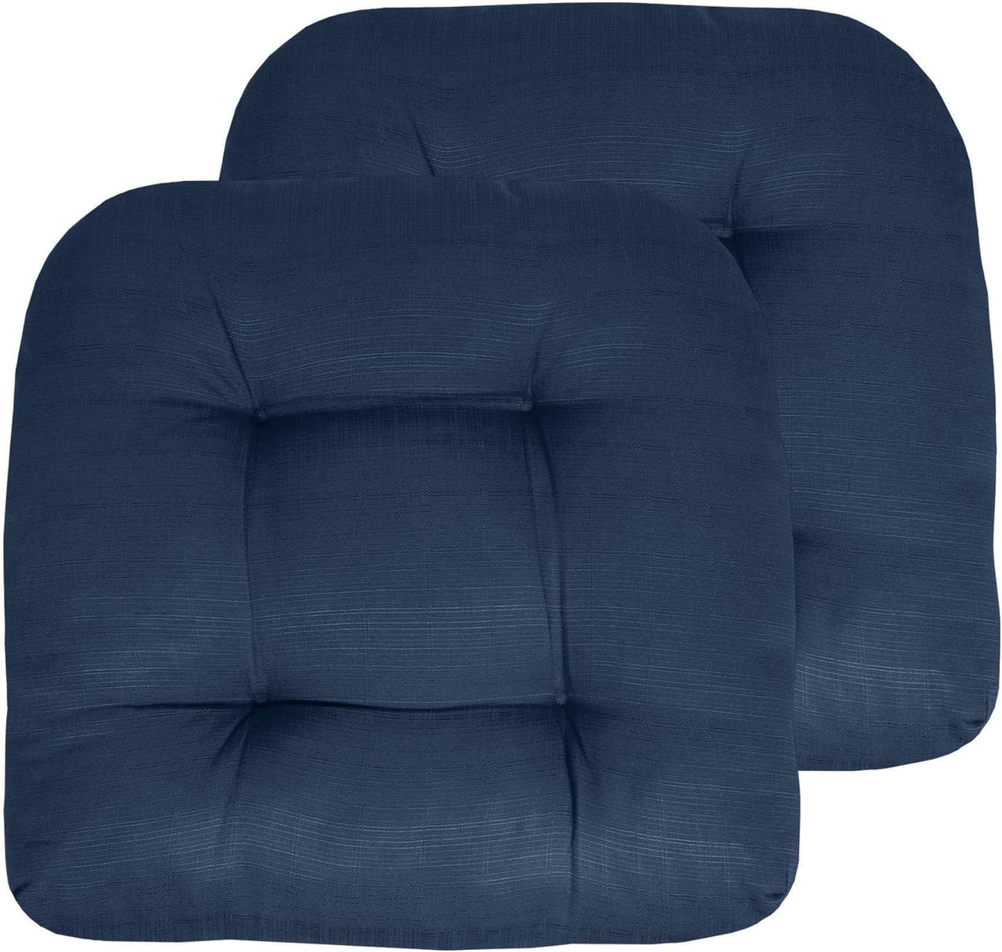 Sweet Home Collection Patio Cushions Outdoor Chair Pads Premium Comfortable Thick Fiber Fill Tufted 19" x 19" Seat Cover, 4 Count (Pack of 1), Havana Peacock/White