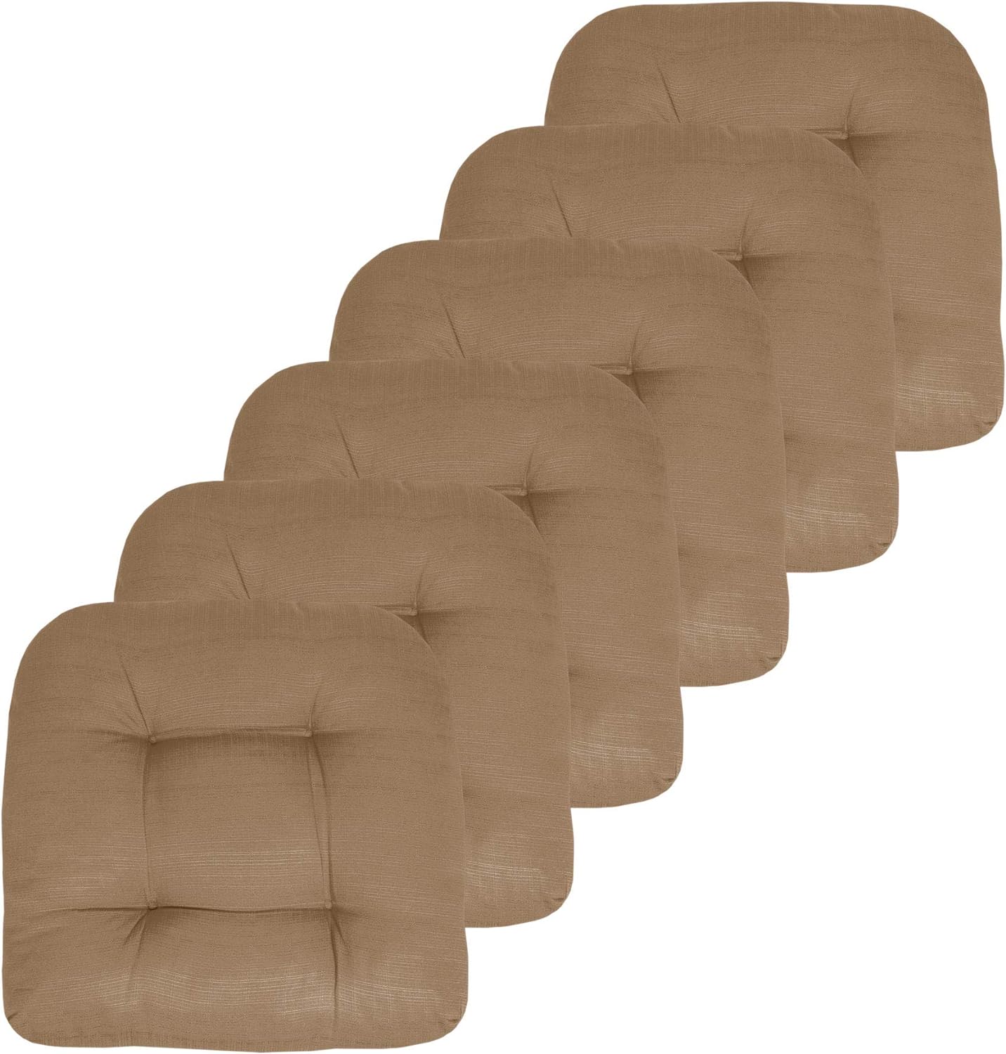 Sweet Home Collection Patio Cushions Outdoor Chair Pads Premium Comfortable Thick Fiber Fill Tufted 19" x 19" Seat Cover, 4 Count (Pack of 1), Havana Peacock/White