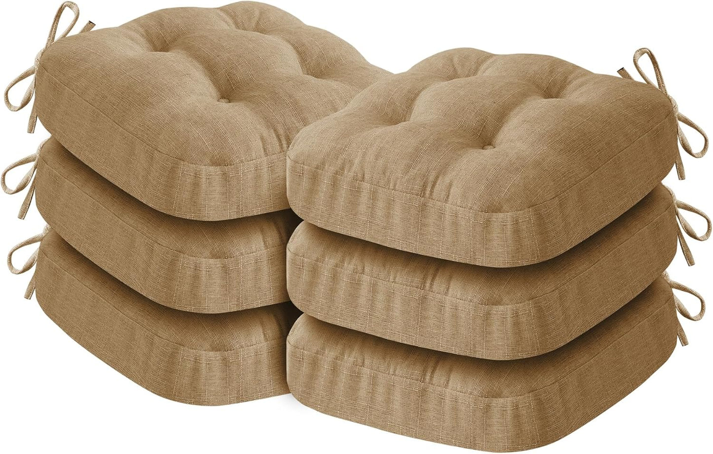 Chair Cushions, Memory Foam Dining Chair Cushions, Tufted Indoor Chair Pads, Set of 4, 16.5' x 16.5' x 3.5', Beige