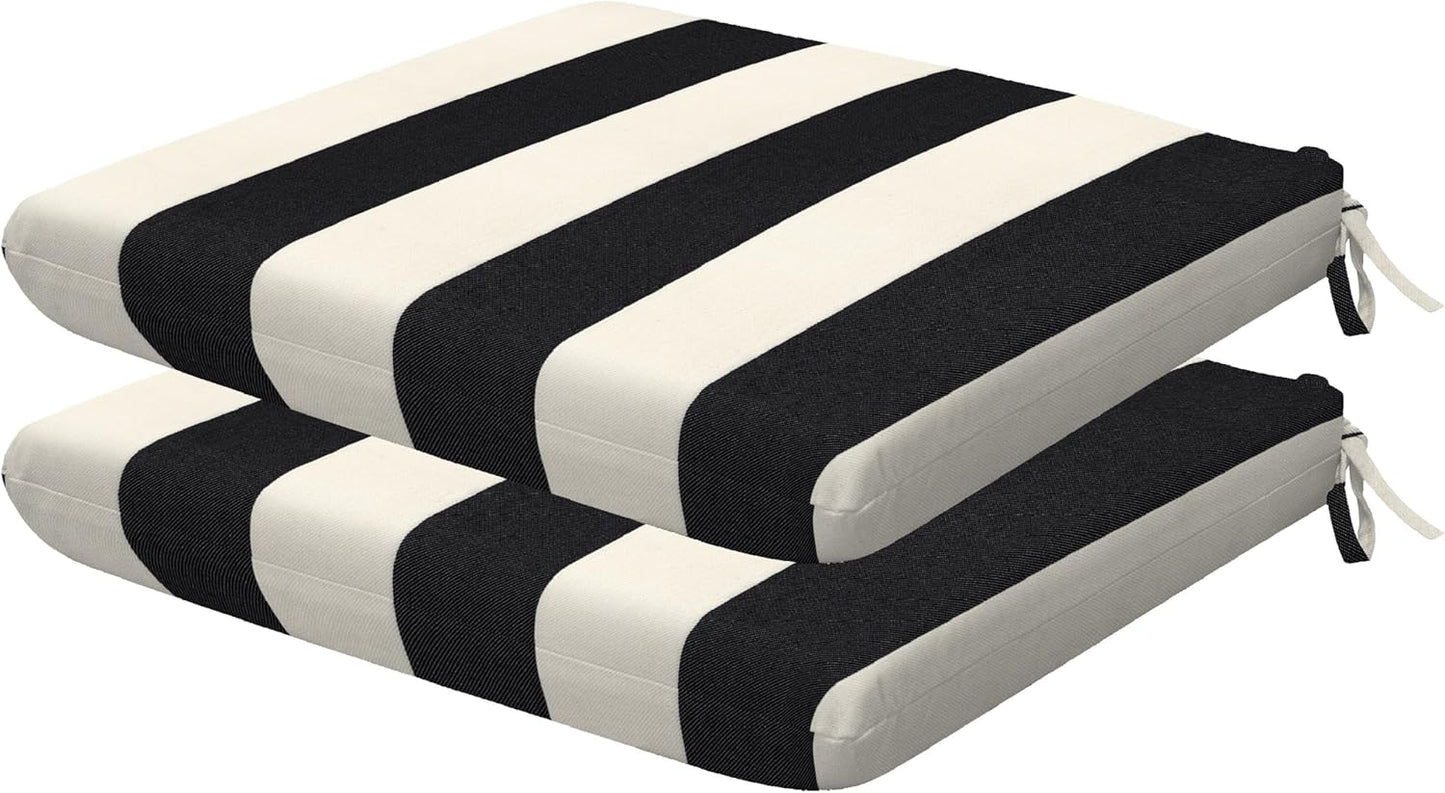 Honeycomb Outdoor Set of 2 Seat Pads, 18 x 17.5, Stripe Poolside Universal Chair Cushions for Patio Furniture