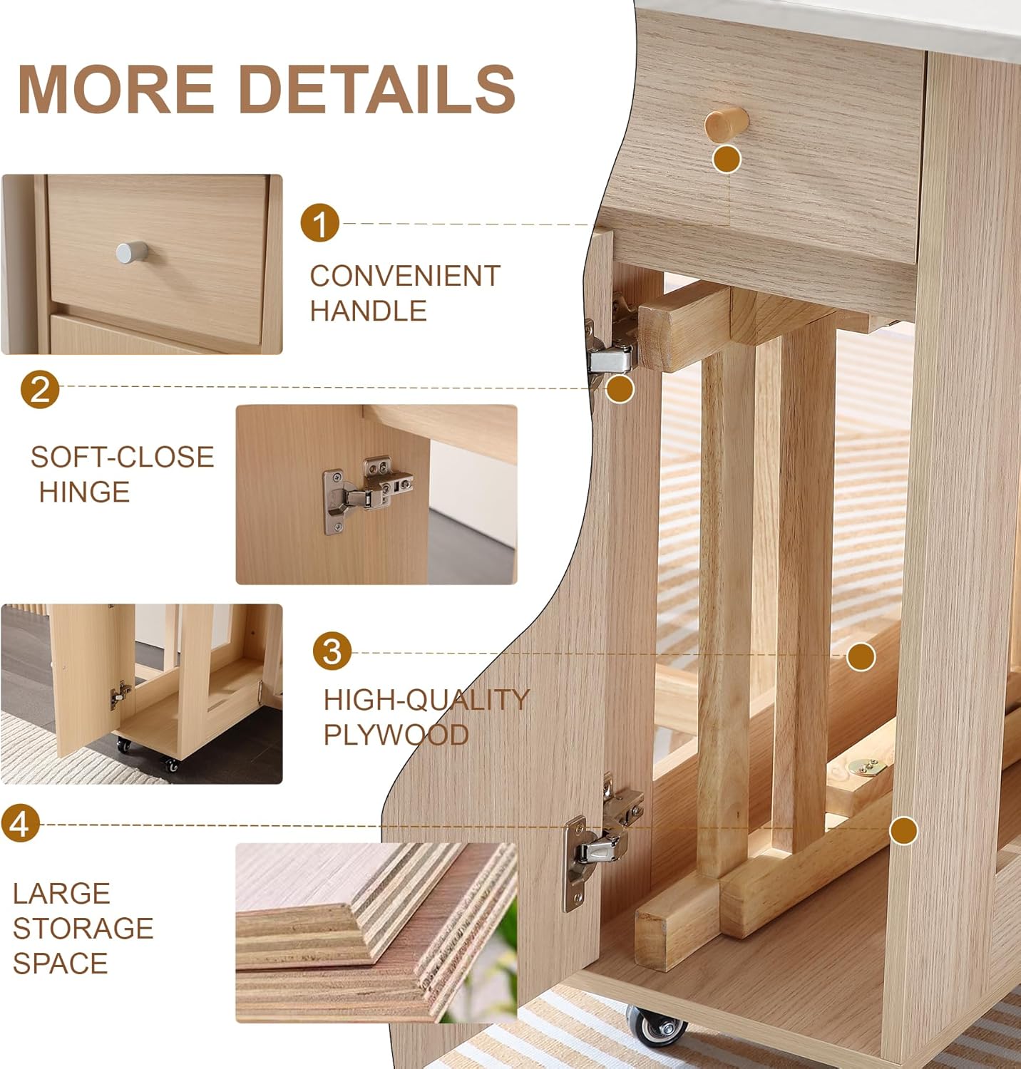 Drop Leaf Table Extendable, Foldable Kitchen Table Space Saving, Folding Dining Table with 2 Drawers and 4 Wheels, Dining Table for Living Room, Farmhouse, RV(Marble Wood)