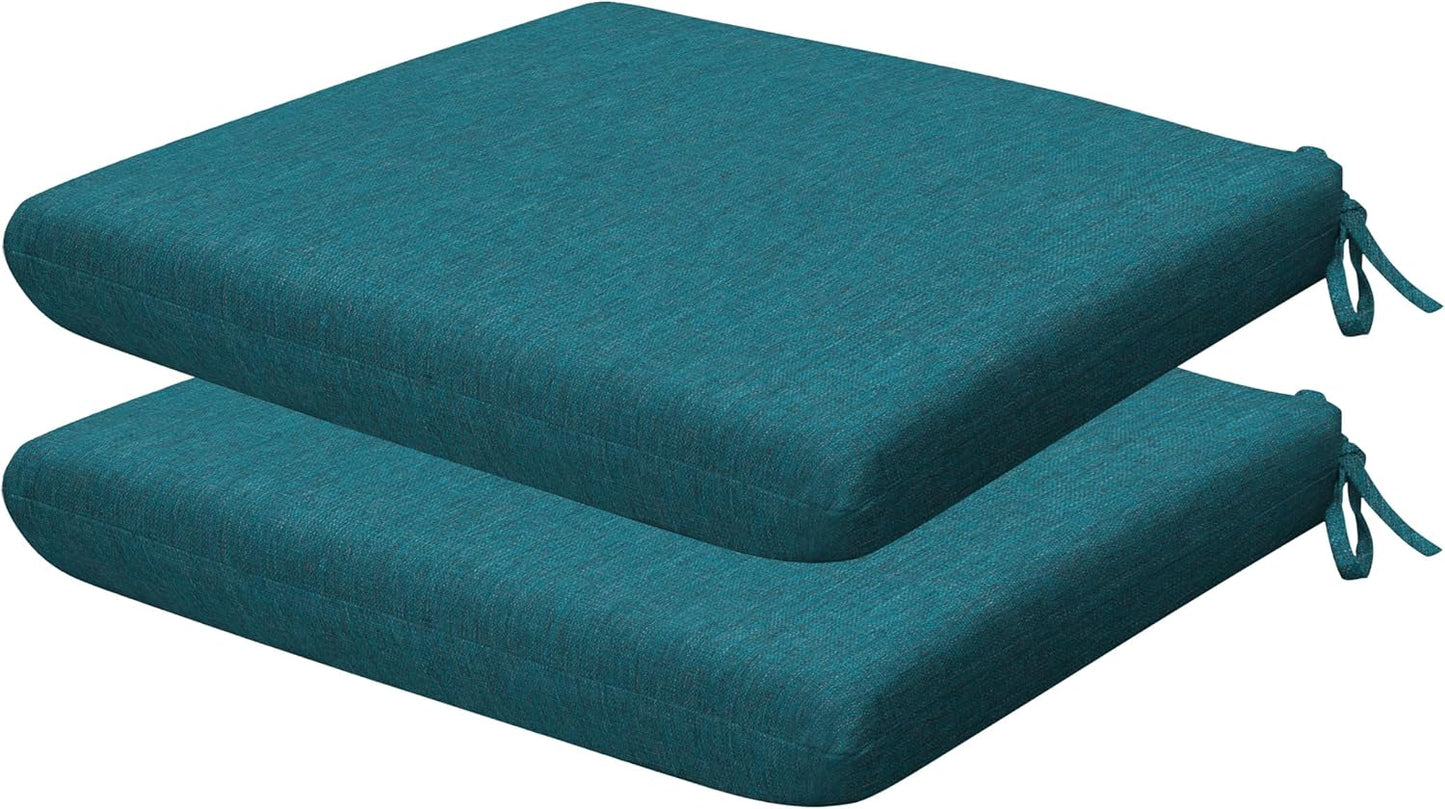 Honeycomb Outdoor Set of 2 Seat Pads, 18 x 17.5, Stripe Poolside Universal Chair Cushions for Patio Furniture