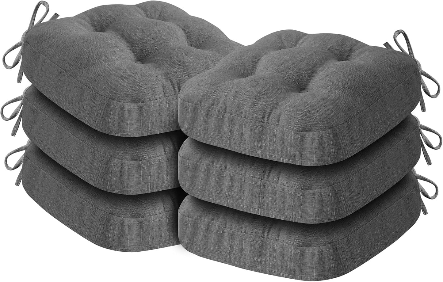Chair Cushions, Memory Foam Dining Chair Cushions, Tufted Indoor Chair Pads, Set of 4, 16.5' x 16.5' x 3.5', Beige