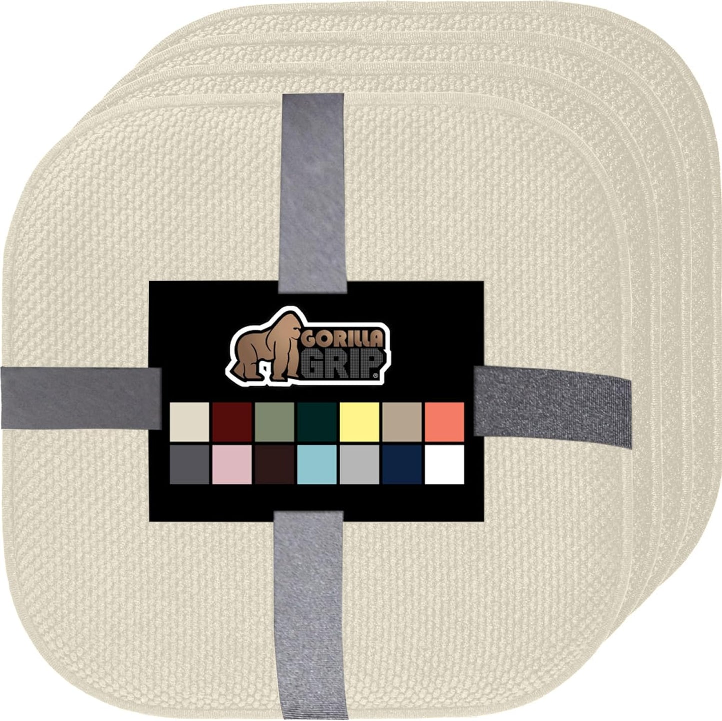 GORILLA GRIP Slip Resistant Chair Cushions, No Ties Required, Memory Foam Pads for Dining Room, Kitchen Table, Office, Rocking Chairs, Plush Seat Cover Cushion Pad, Home Decor, Set of 4 16x16, Black