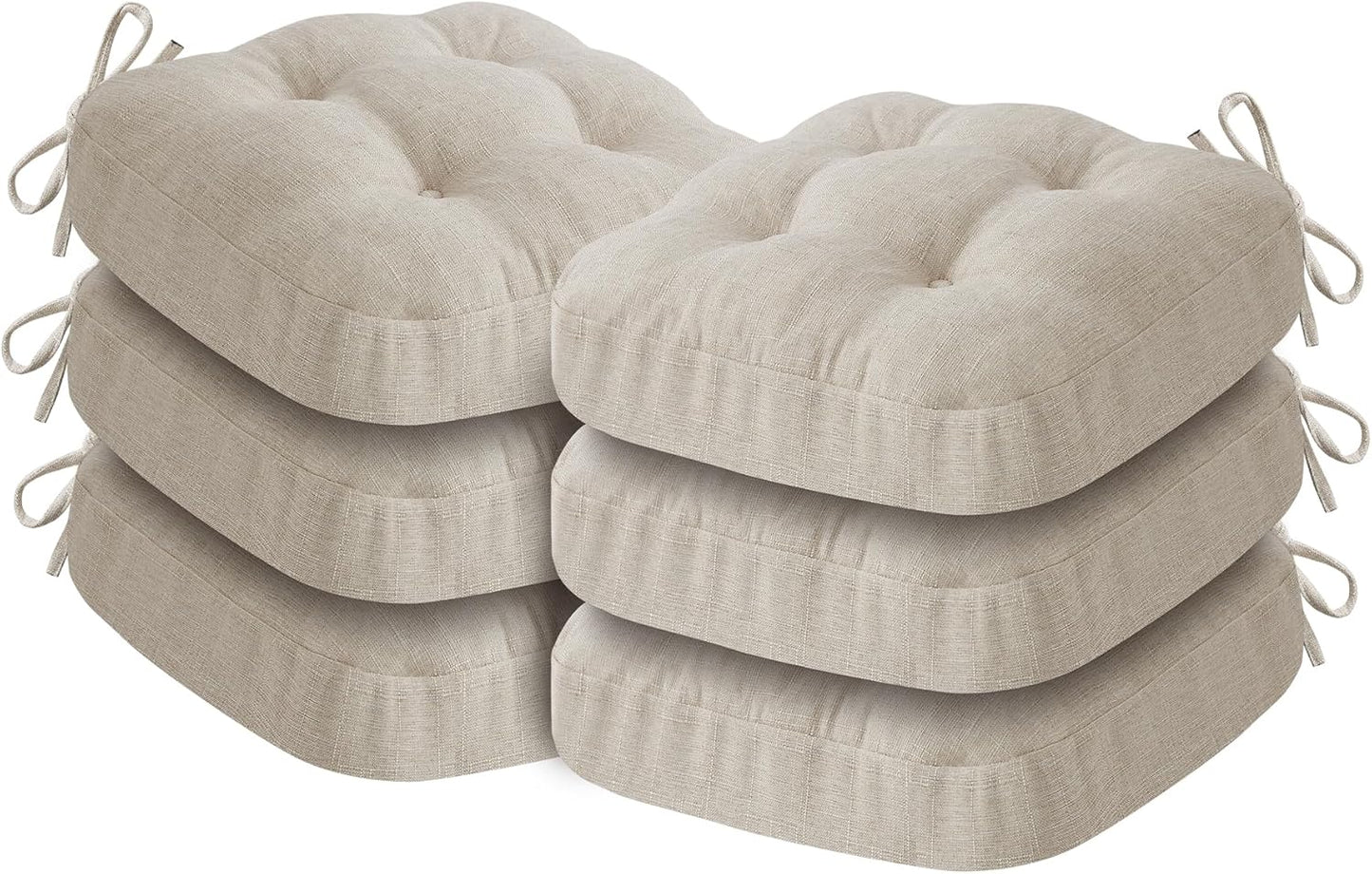 Chair Cushions, Memory Foam Dining Chair Cushions, Tufted Indoor Chair Pads, Set of 4, 16.5' x 16.5' x 3.5', Beige