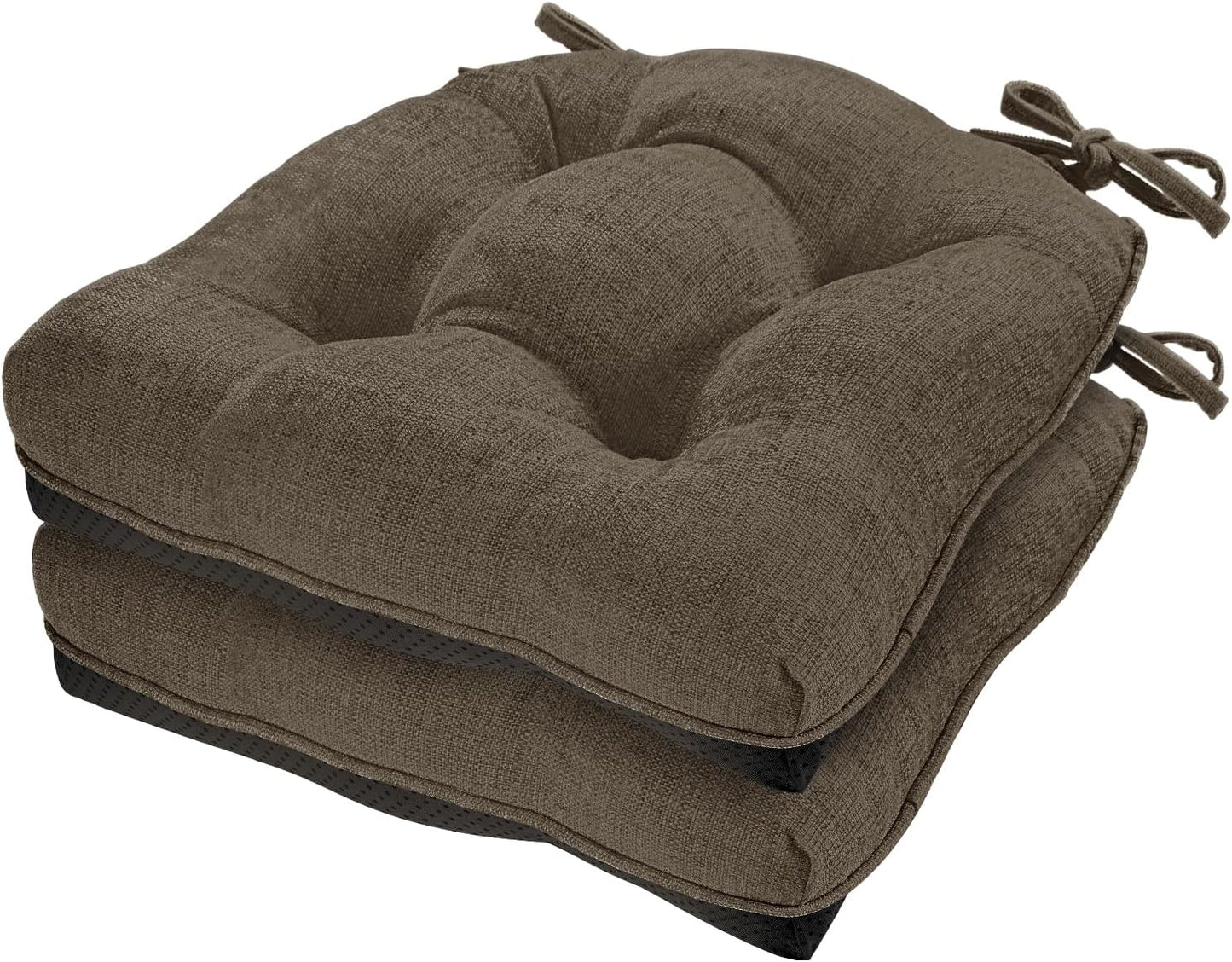 Cozyide Chair Cushions for Dining Chairs, 17" x 17" Non-Slip Kitchen Chair Pads with Adjustable Ties, Memory Foam Indoor Chair Cushions for Dining Room, Grey (Pack of 4)