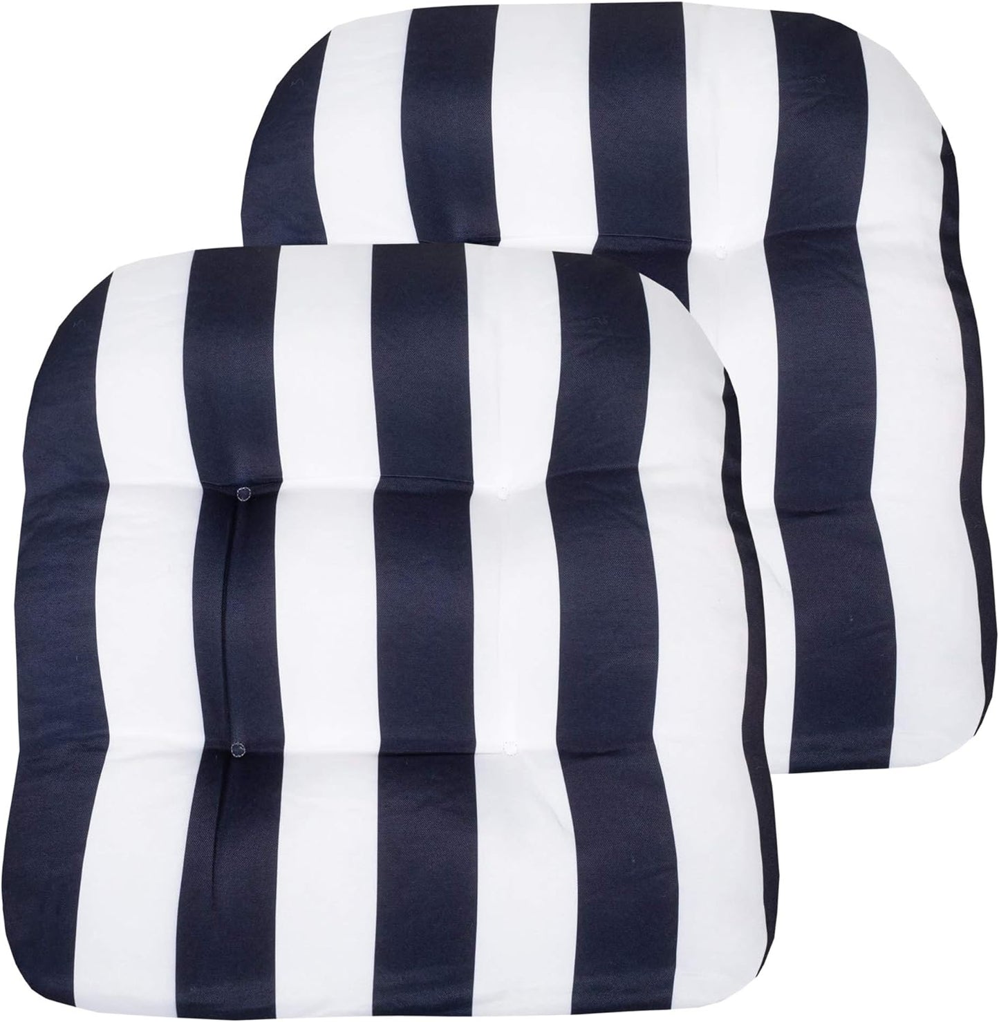 Sweet Home Collection Patio Cushions Outdoor Chair Pads Premium Comfortable Thick Fiber Fill Tufted 19" x 19" Seat Cover, 4 Count (Pack of 1), Havana Peacock/White