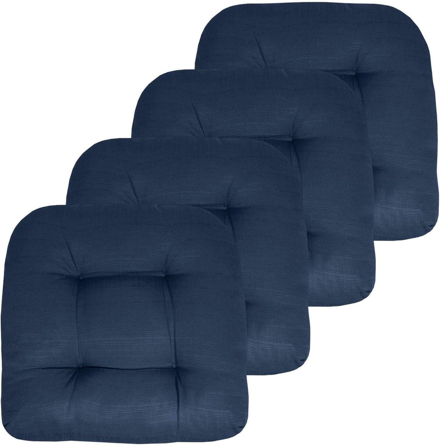 Sweet Home Collection Patio Cushions Outdoor Chair Pads Premium Comfortable Thick Fiber Fill Tufted 19" x 19" Seat Cover, 4 Count (Pack of 1), Havana Peacock/White