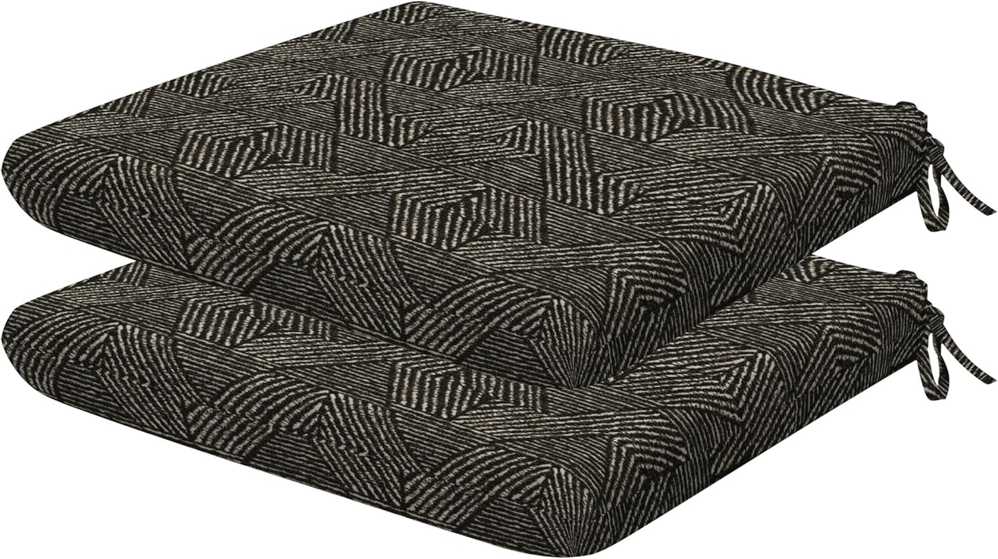 Honeycomb Outdoor Set of 2 Seat Pads, 18 x 17.5, Stripe Poolside Universal Chair Cushions for Patio Furniture