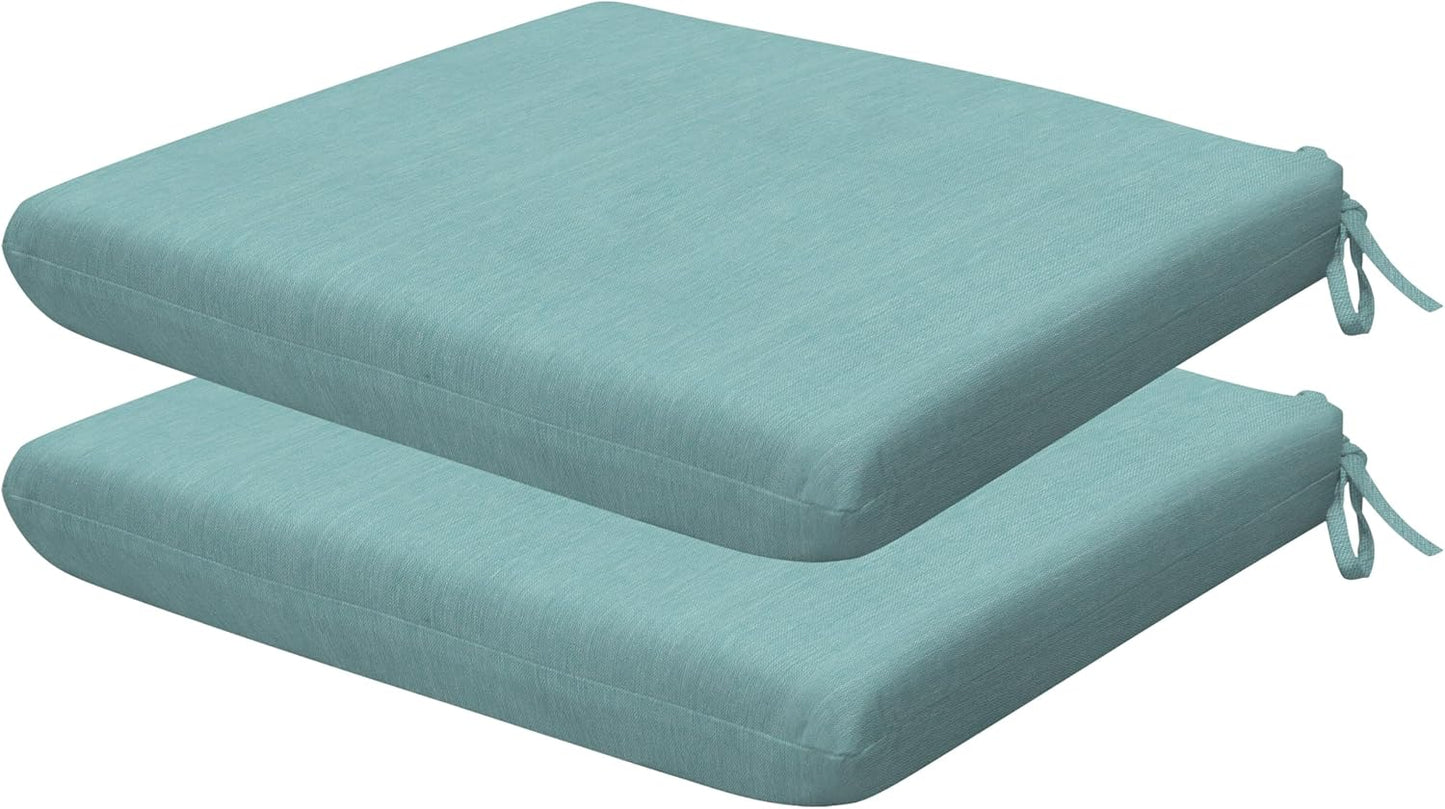 Honeycomb Outdoor Set of 2 Seat Pads, 18 x 17.5, Stripe Poolside Universal Chair Cushions for Patio Furniture