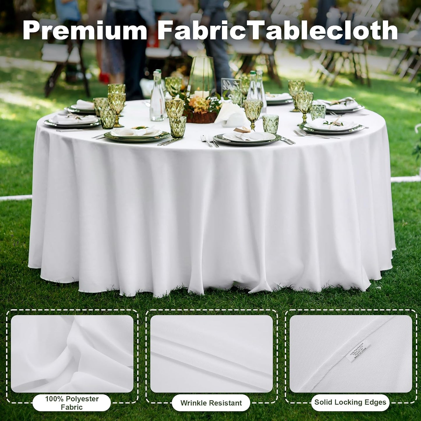 10 Pack 120 Inch Round Tablecloth, Stain and Wrinkle Resistant Polyester White Table Cloth, Washable Decorative Round Table Cover for Dining, Buffet Parties & Wedding