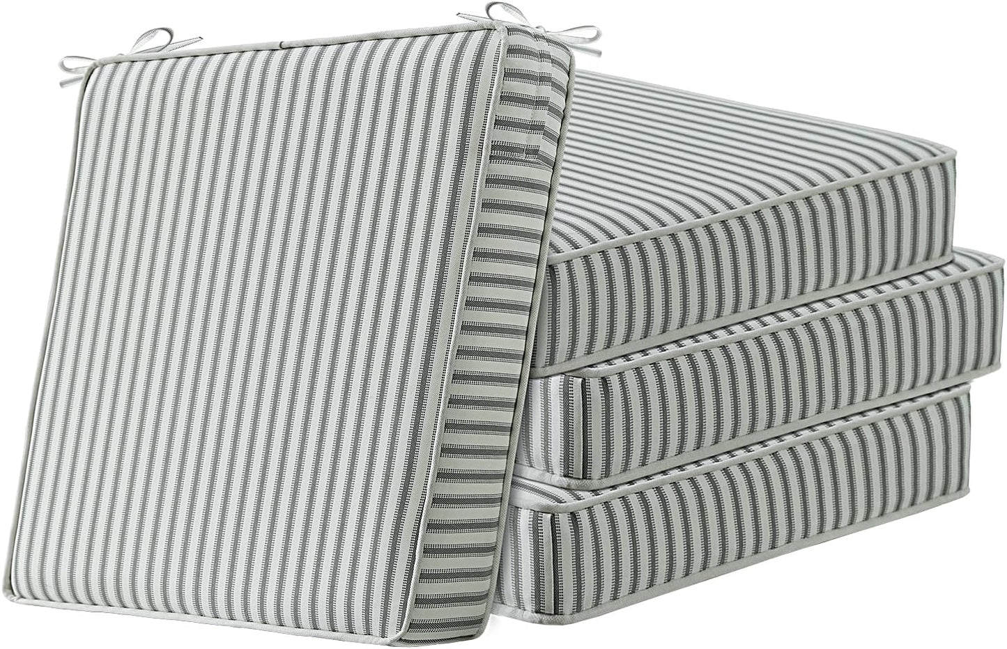 Sunbrella Square Corner Seat Cushions, 18.5" x 16" x 3", Set of 4, Indoor Outdoor Water Repellent Universal Chair Pads with Ties for Patio Furniture, Garden Dining Chairs, Spectrum Brick